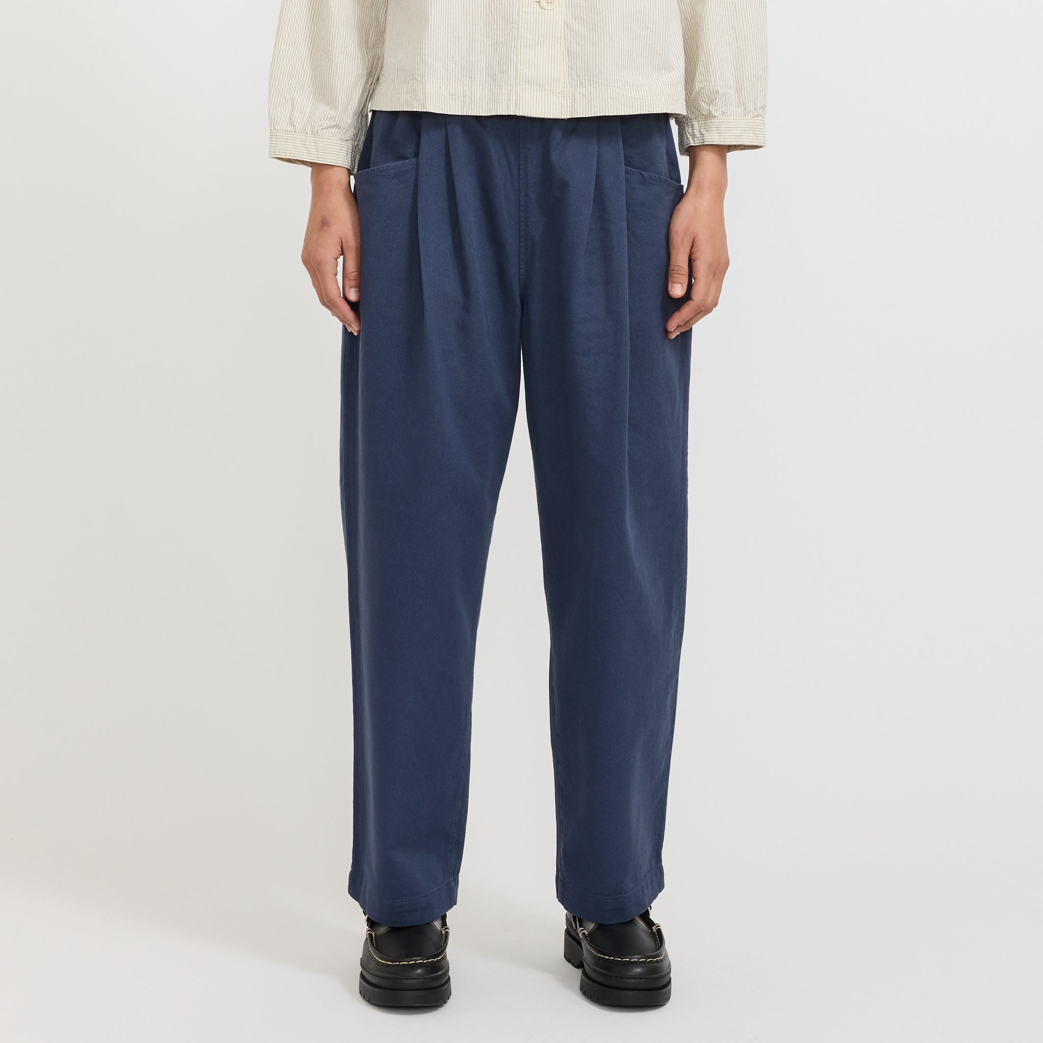 Tuck Easy Pants Heavy Twill Blue