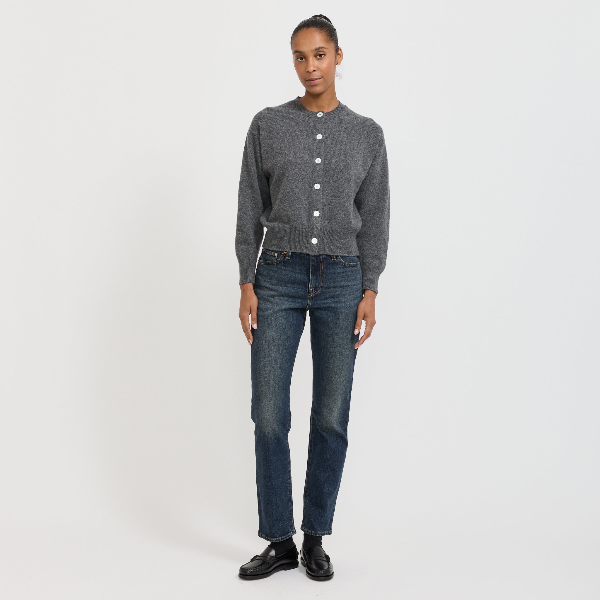 &Daughter | Ada Crewneck Cardigan Derby Grey | Maplestore