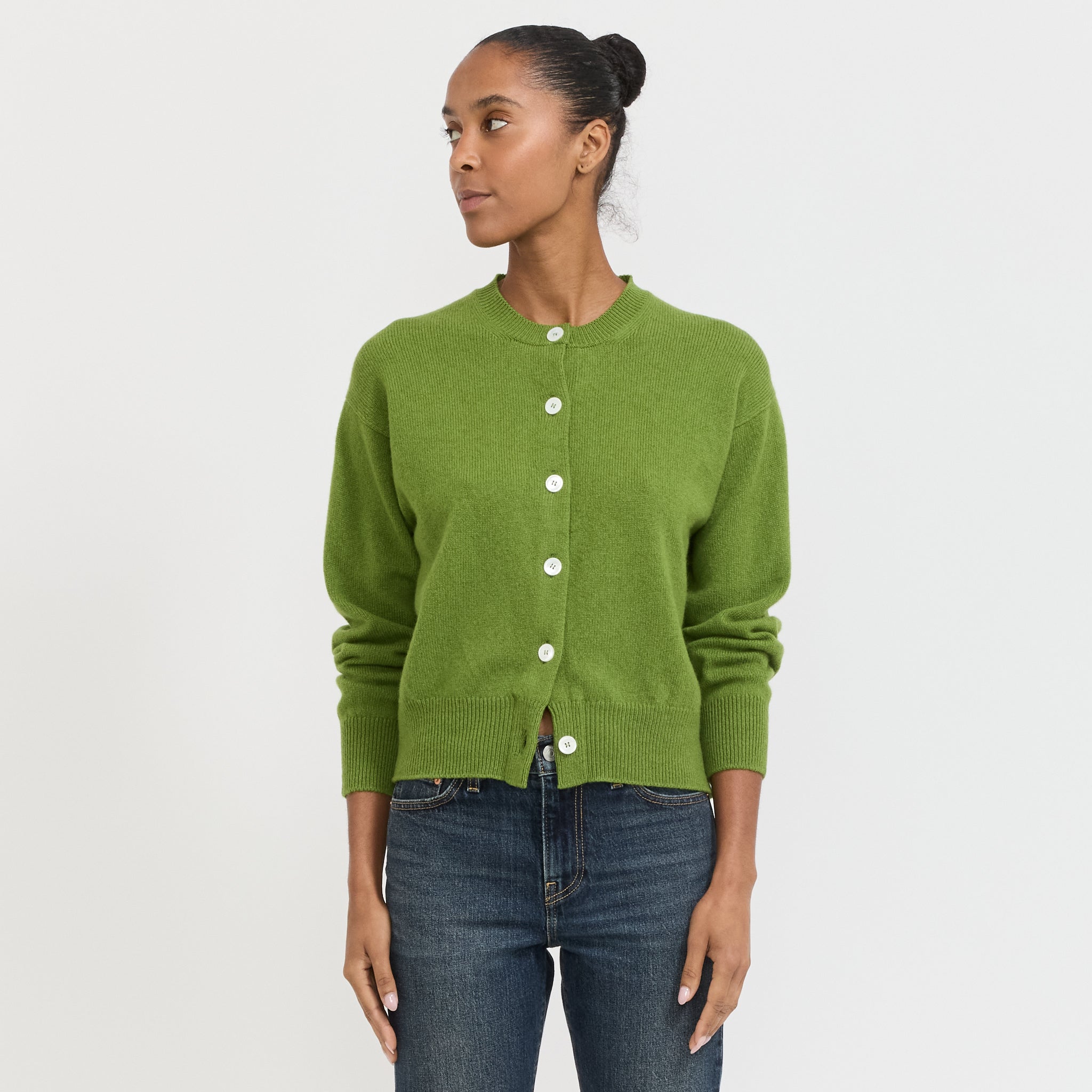 &Daughter | Ada Crewneck Cardigan Green | Maplestore