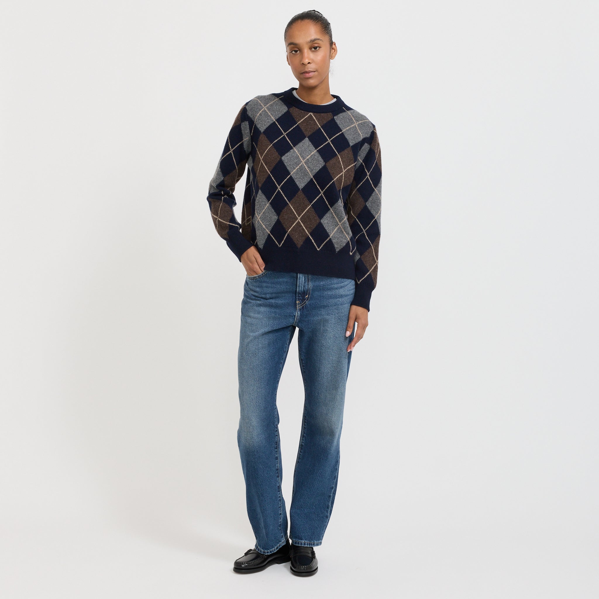 &Daughter | Argyle Slouch Crewneck Multi | Maplestore