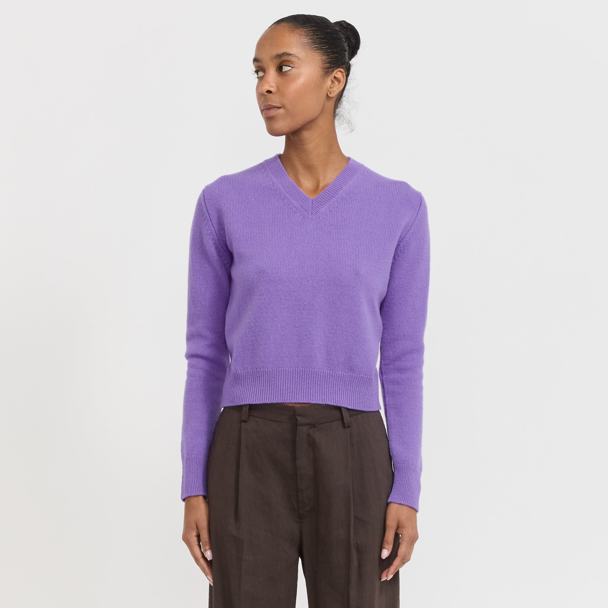 &Daughter | Sligo Shrunken V-Neck Pansy Purple | Maplestore