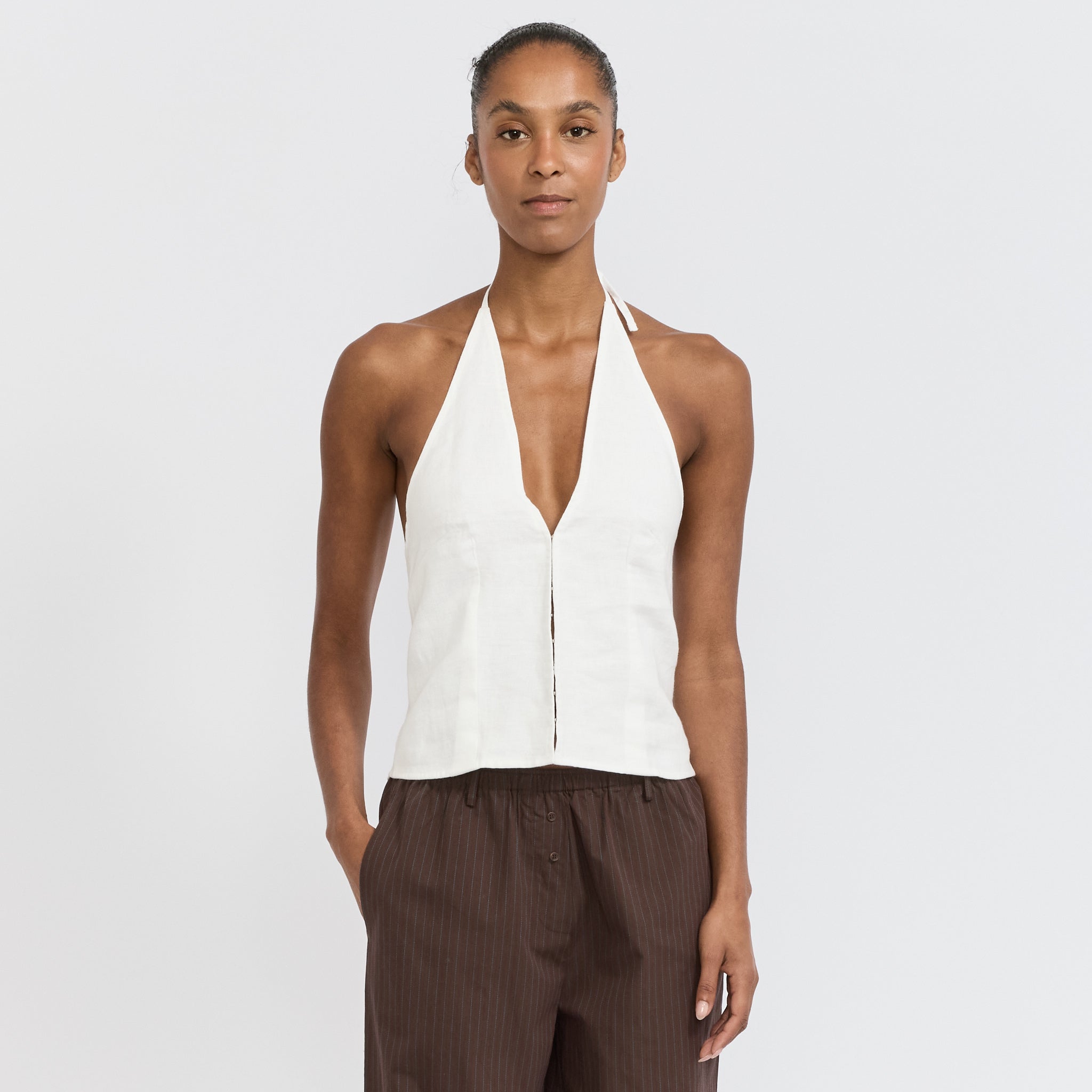 Close Halter Top White