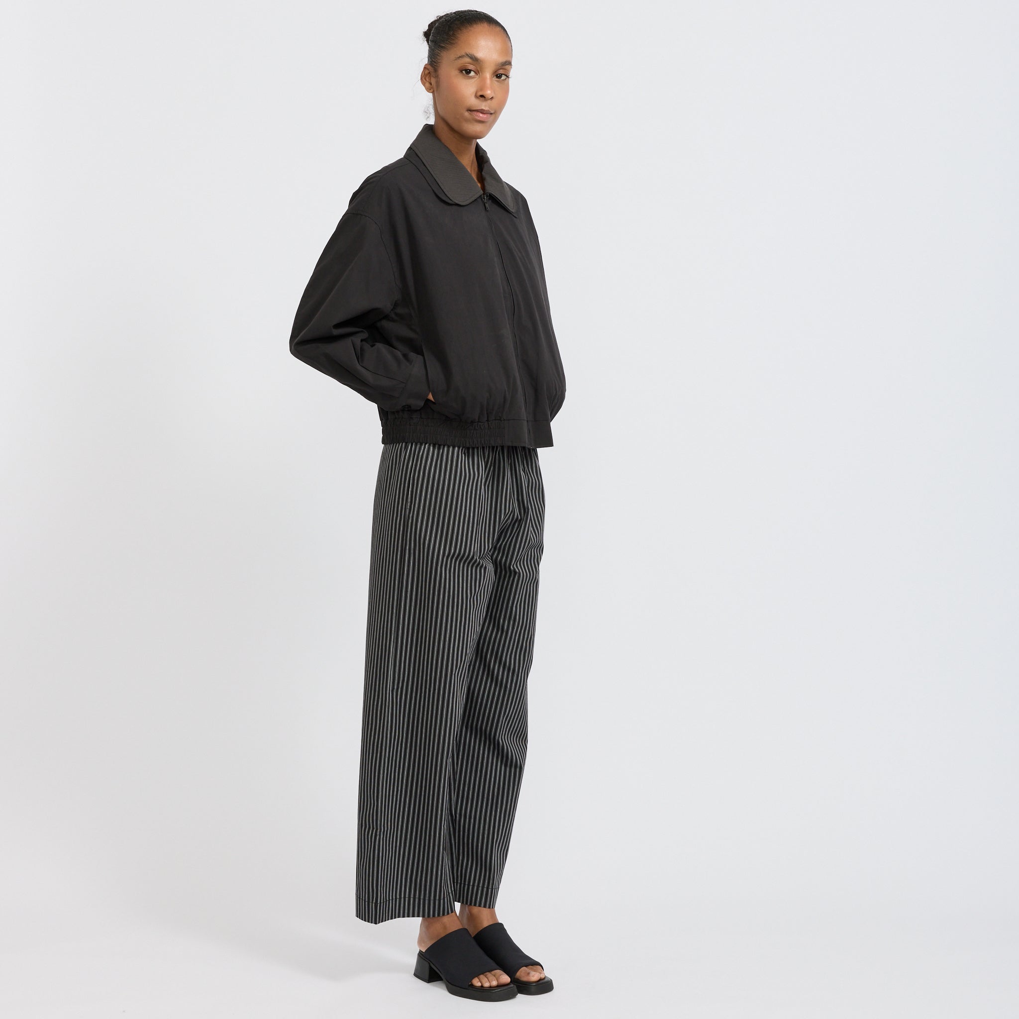 Collared Zip Jacket Black Contrast