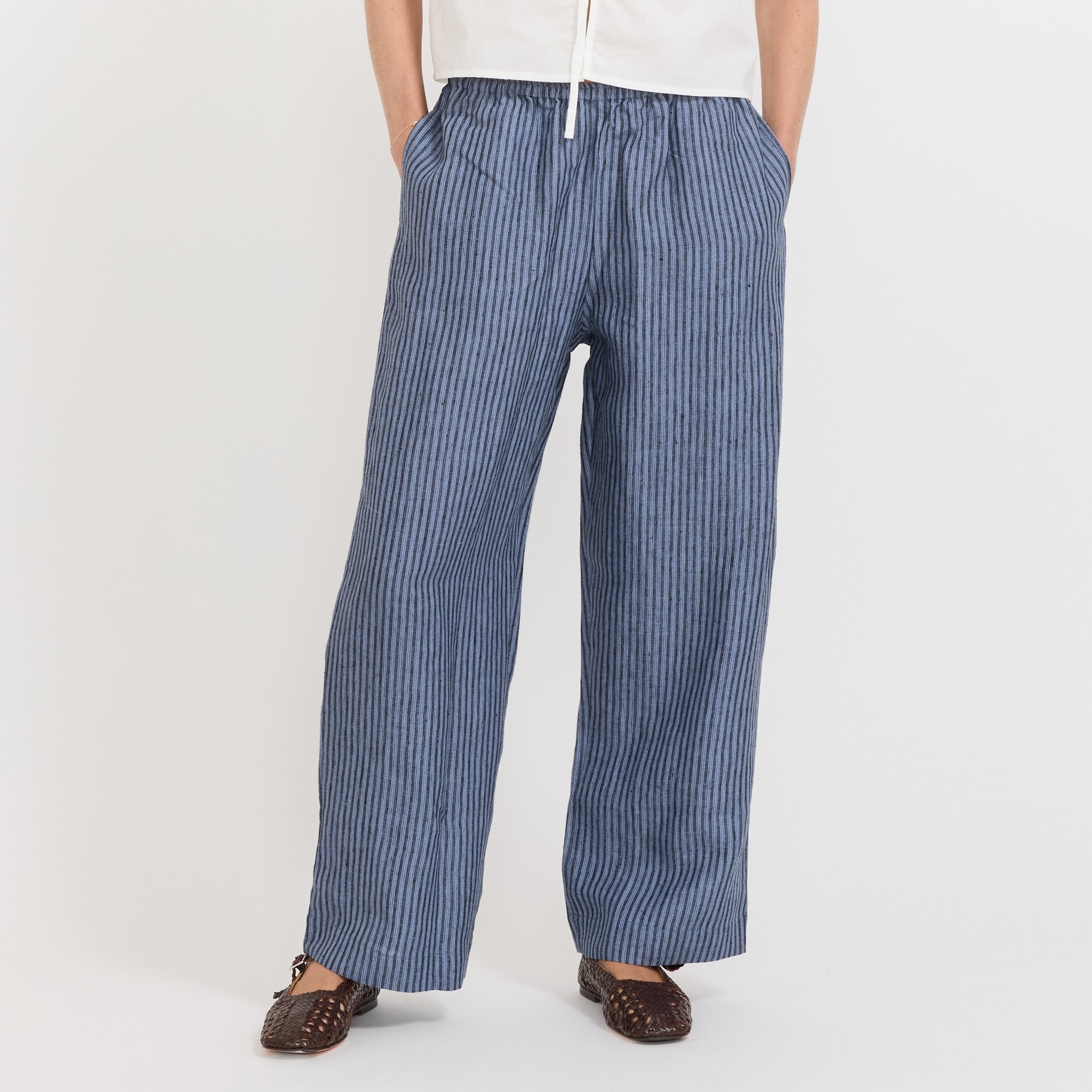 Deiji Studios | Ease Trouser Azure Stripe | Maplestore
