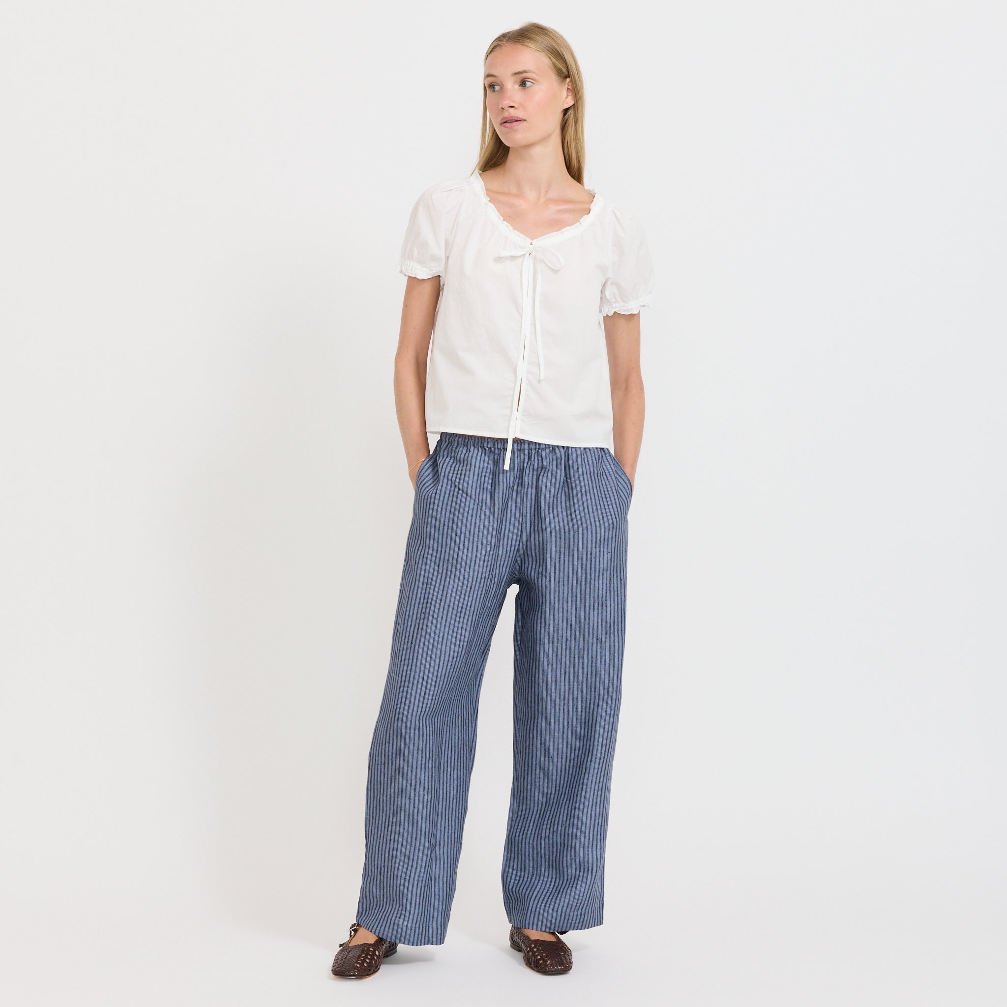 Deiji Studios | Ease Trouser Azure Stripe | Maplestore