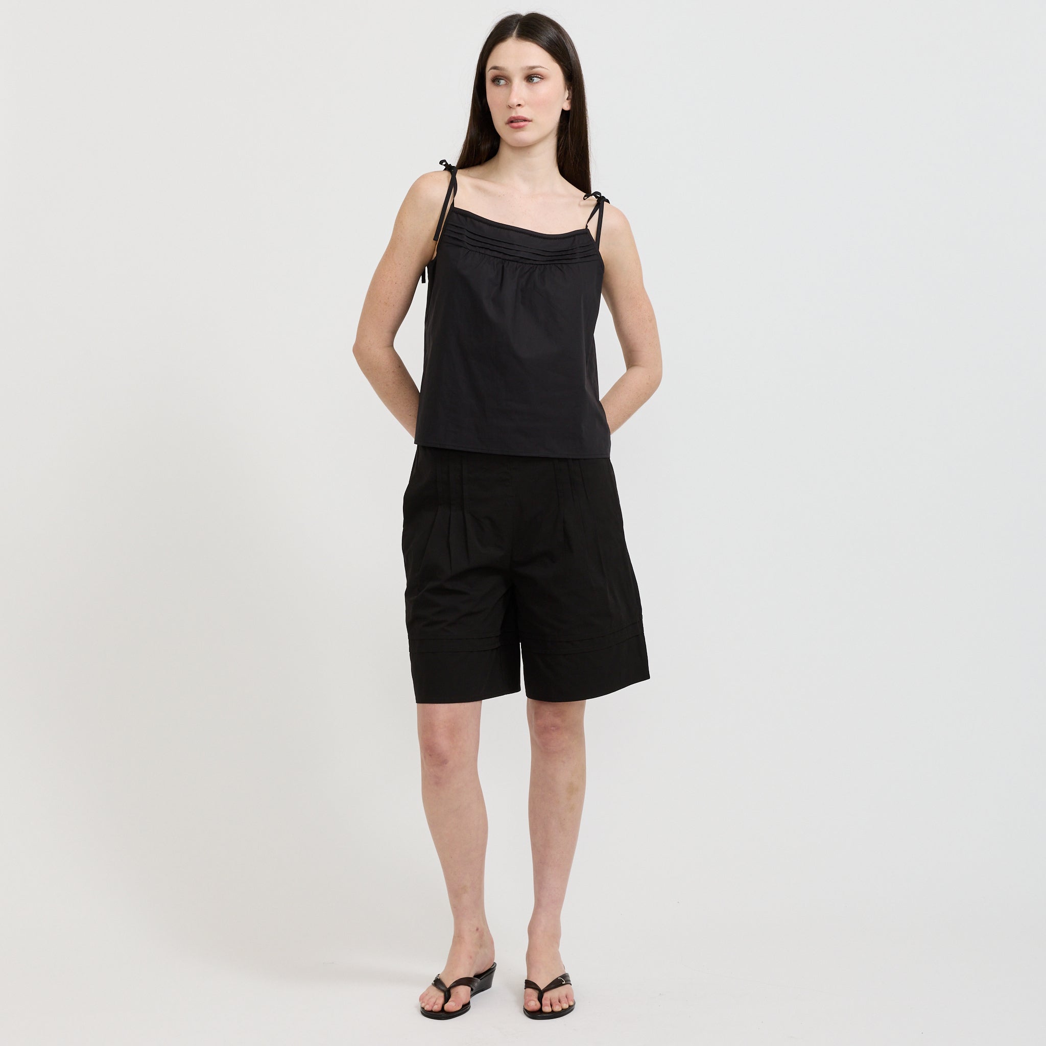 Pintuck Short Black