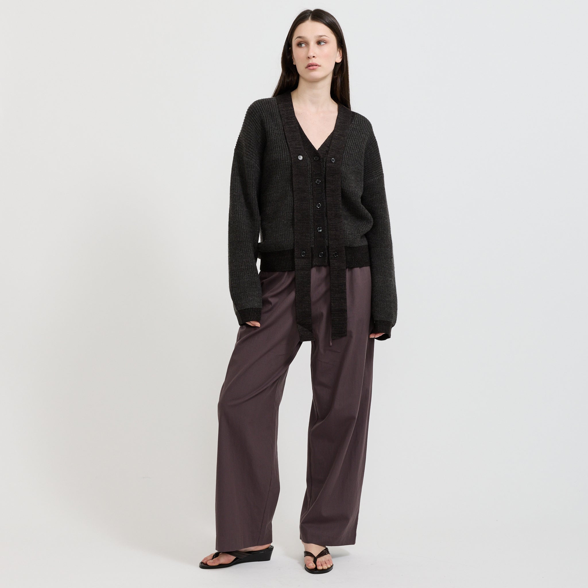 Split Cardigan Black Contrast