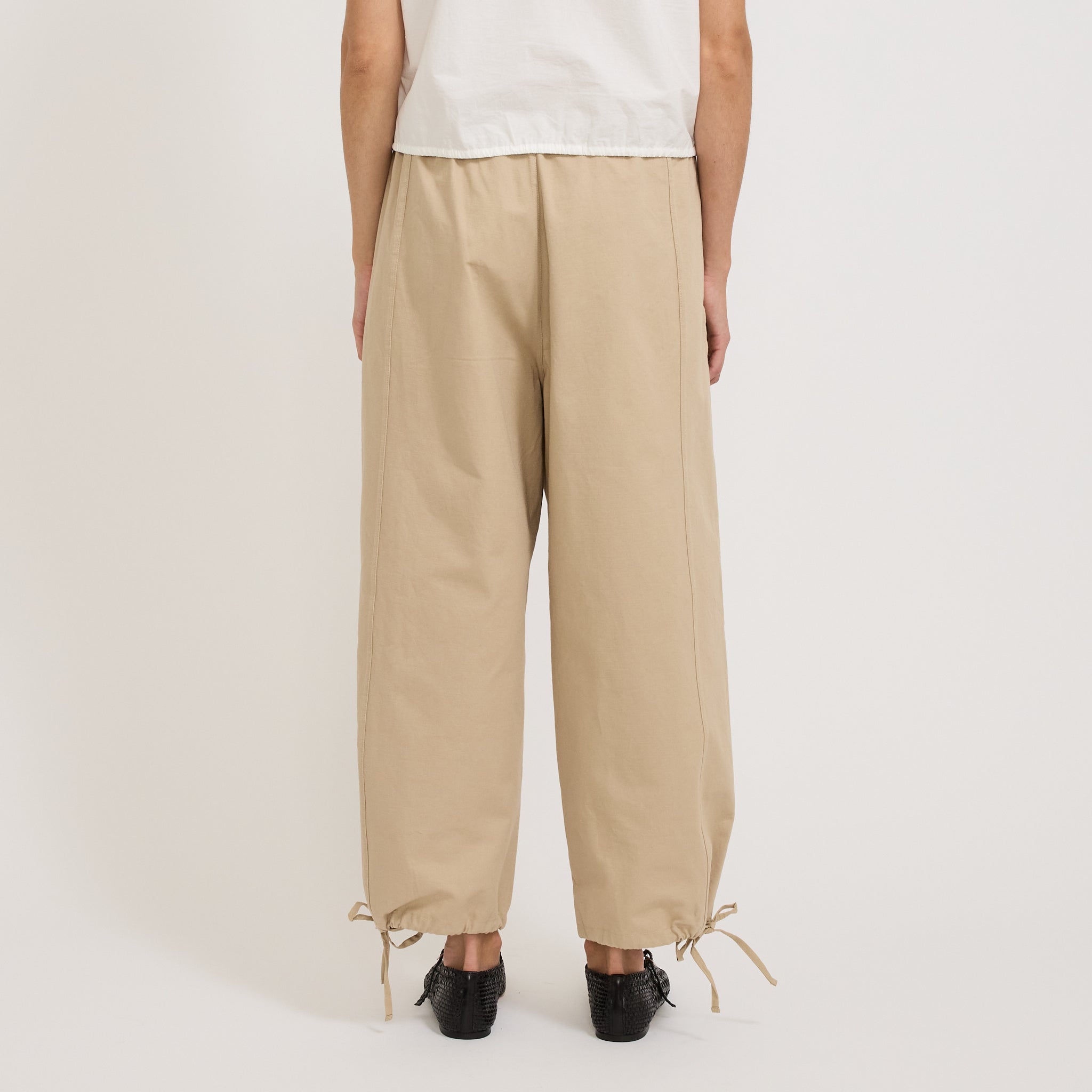 Deiji Studios | Drawcord Wide Leg Pant Cream | Maplestore
