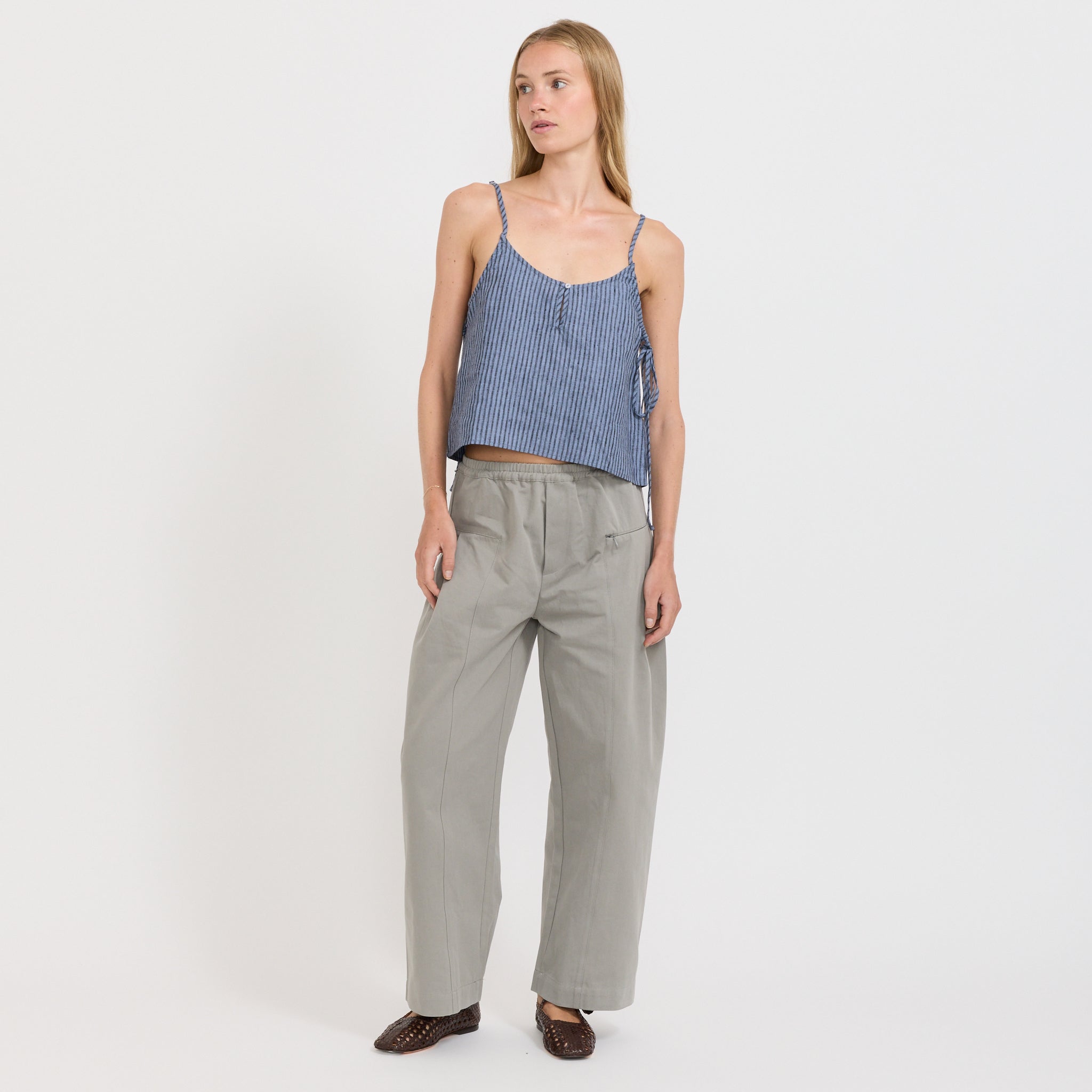 Deiji Studios | V-Neck Cami Azure Stripe | Maplestore