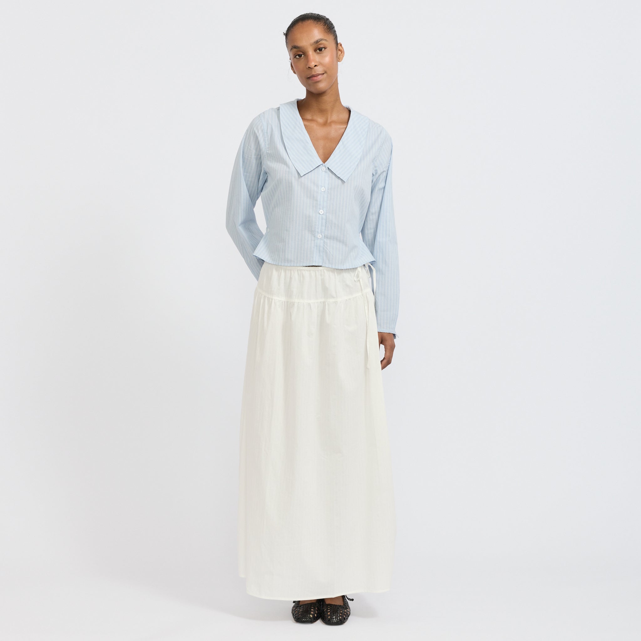 Waist Button Shirt Lake Blue Stripe