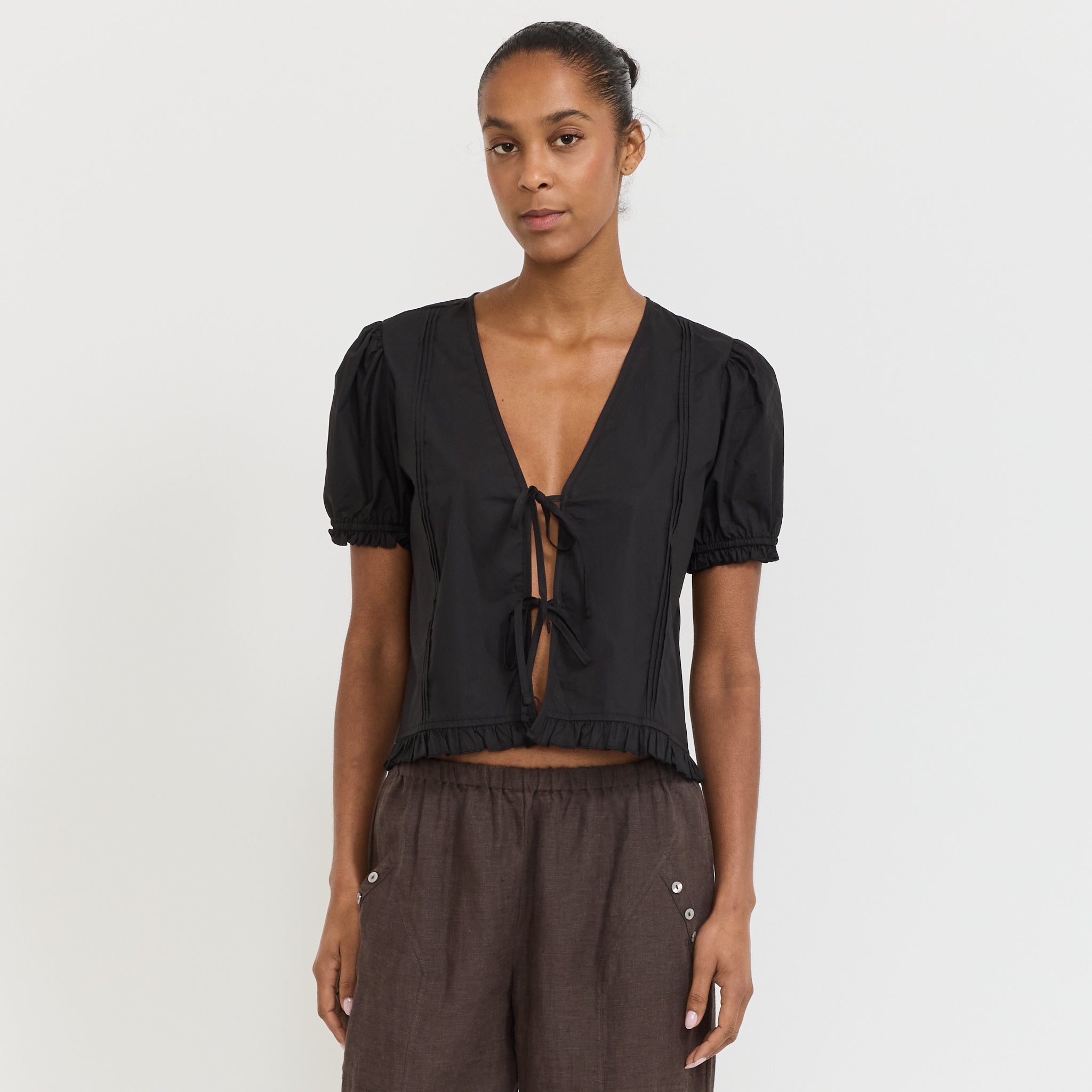 Pintuck Top Black
