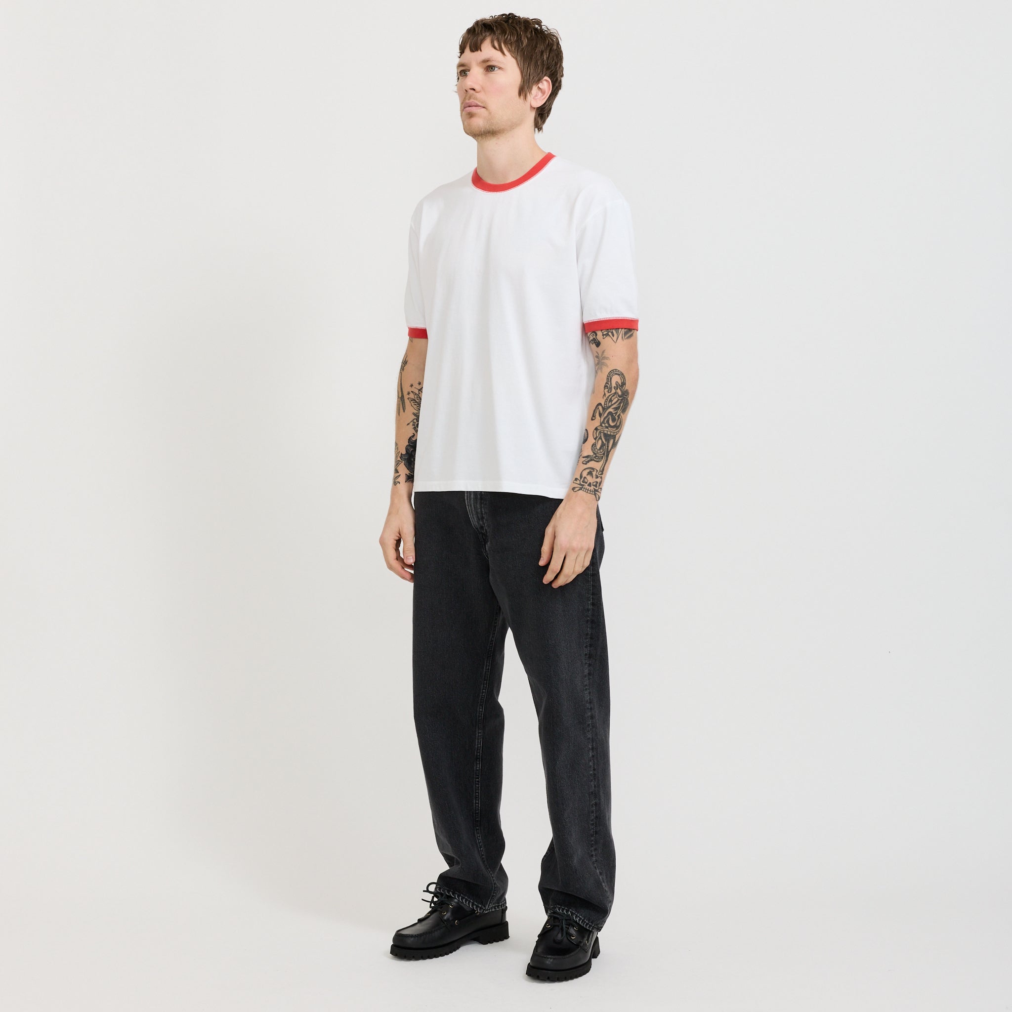 Accent Ringer Tee White/Orange