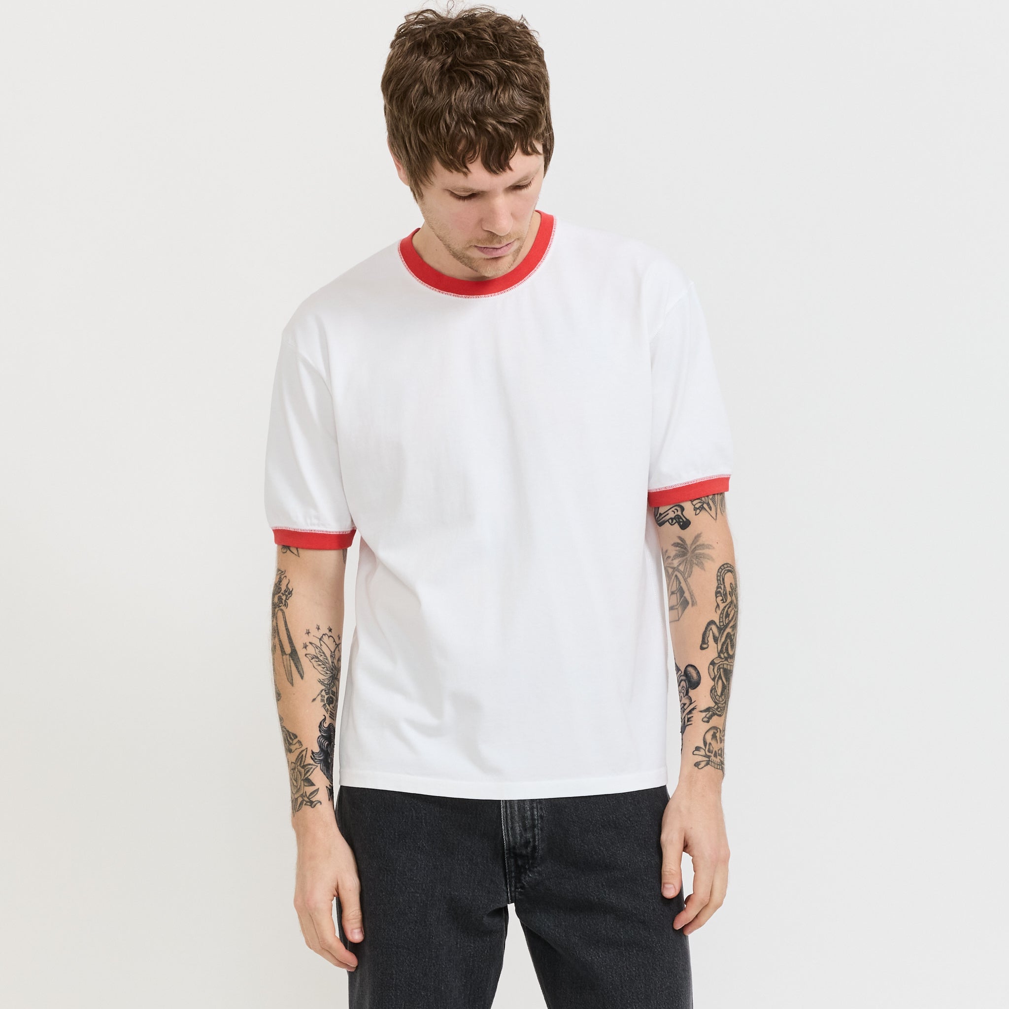 Accent Ringer Tee White/Orange