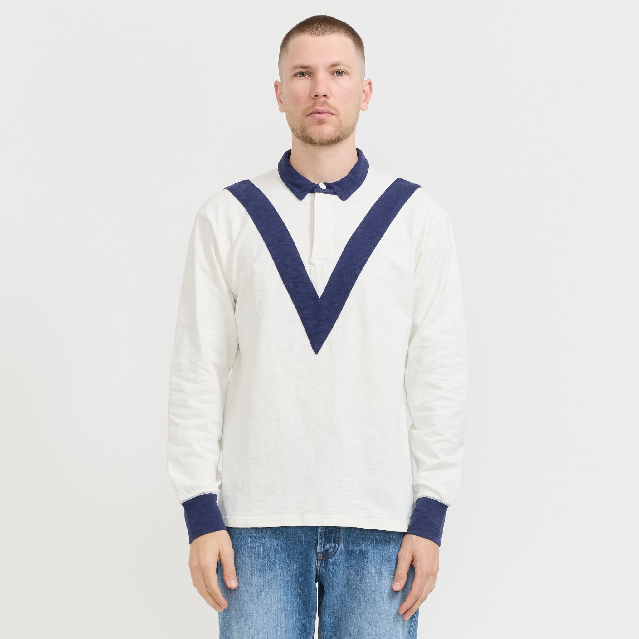 Chevron Flame Rugby Ecru/Navy