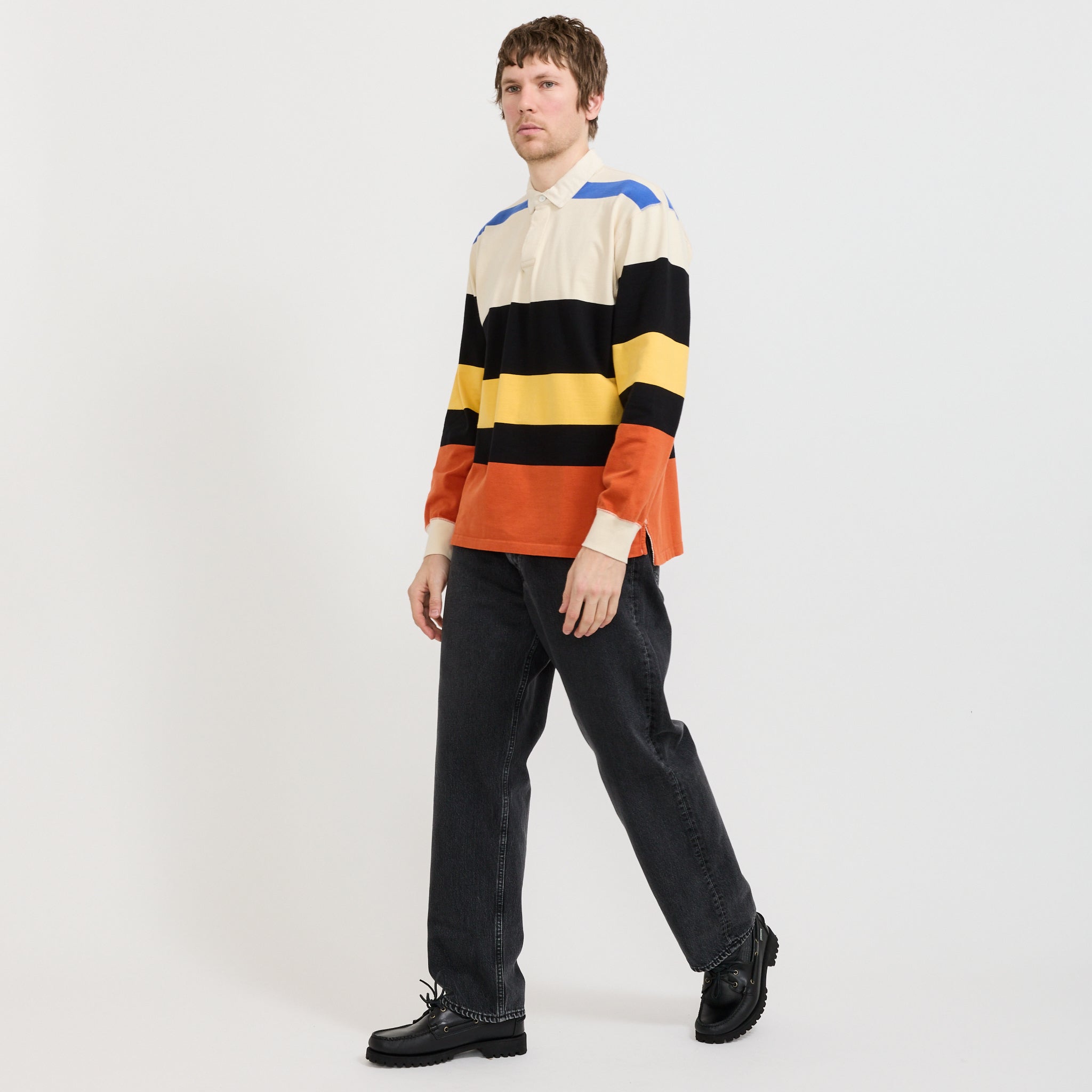Multi Stripe Rugby Ecru/Black/Orange