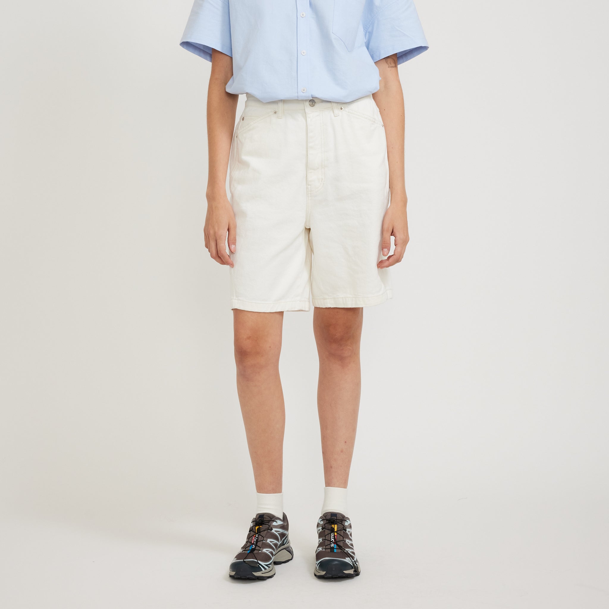 Dunst | Wide Carpenter Denim Shorts Off White | Maplestore
