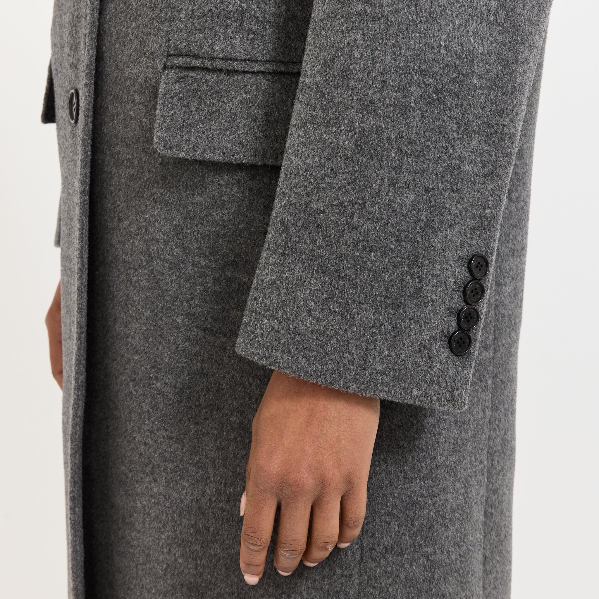 Essential Cashmere Singlet Coat Melange Grey