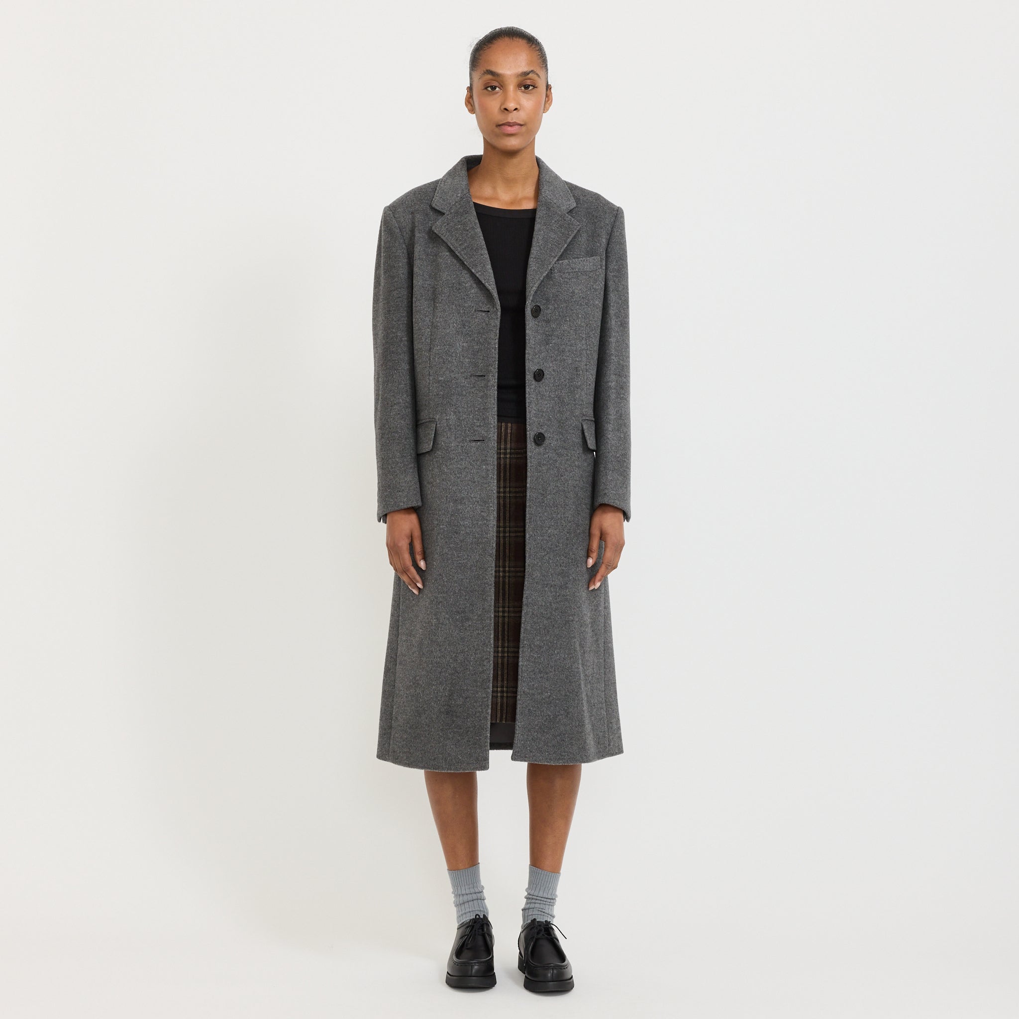 Essential Cashmere Singlet Coat Melange Grey