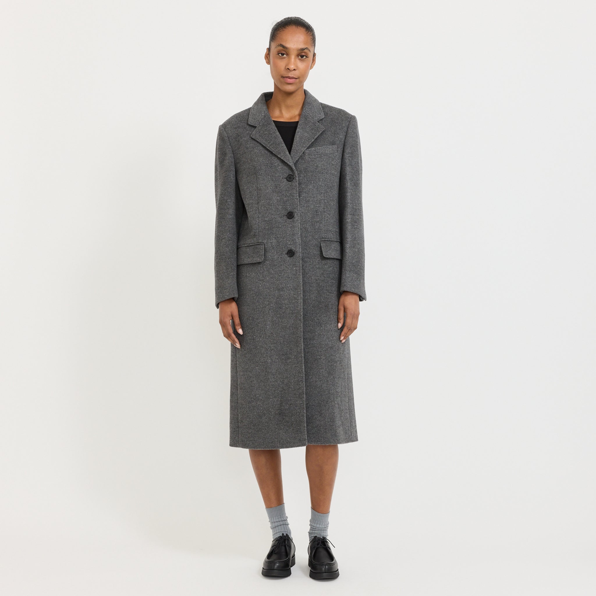 Essential Cashmere Singlet Coat Melange Grey