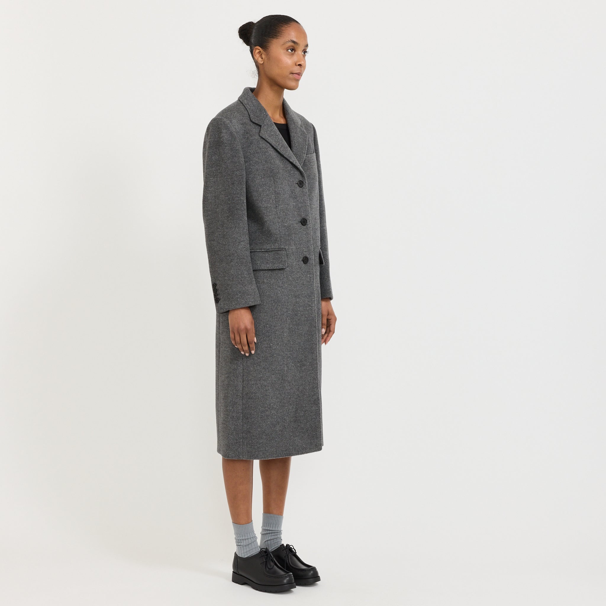 Essential Cashmere Singlet Coat Melange Grey