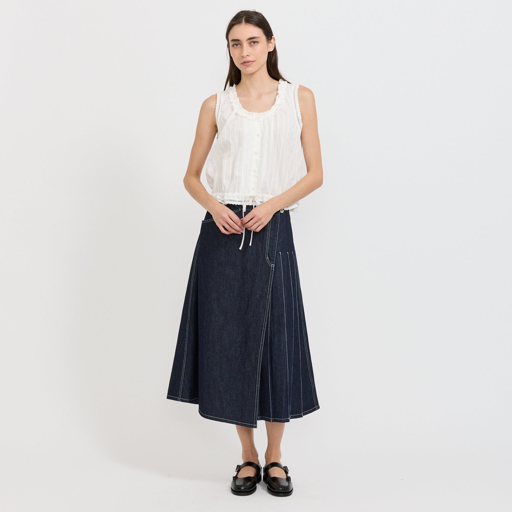 Frilled Sleeveless Blouse White
