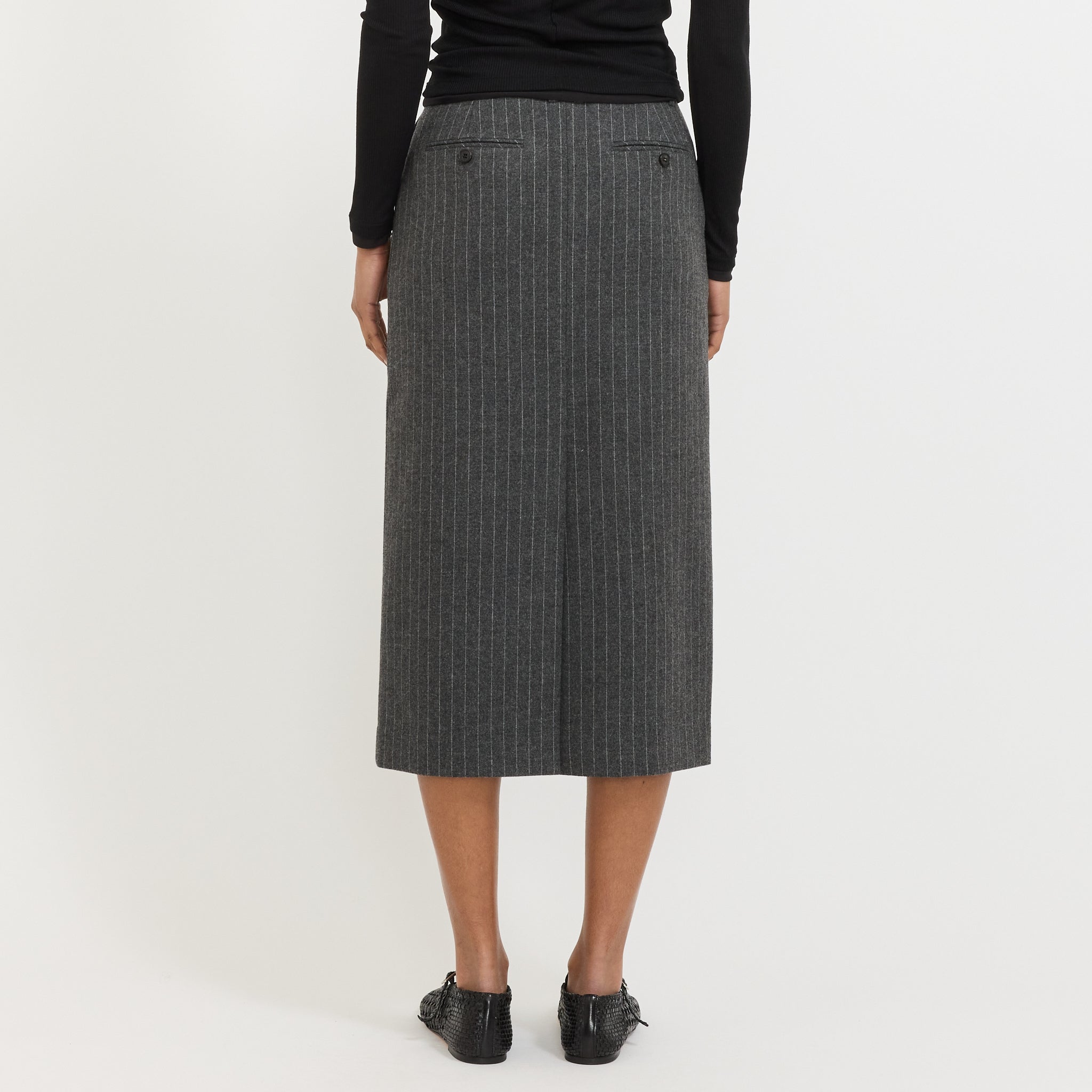 Dunst | H-Line Long Skirt Grey Stripe | Maplestore