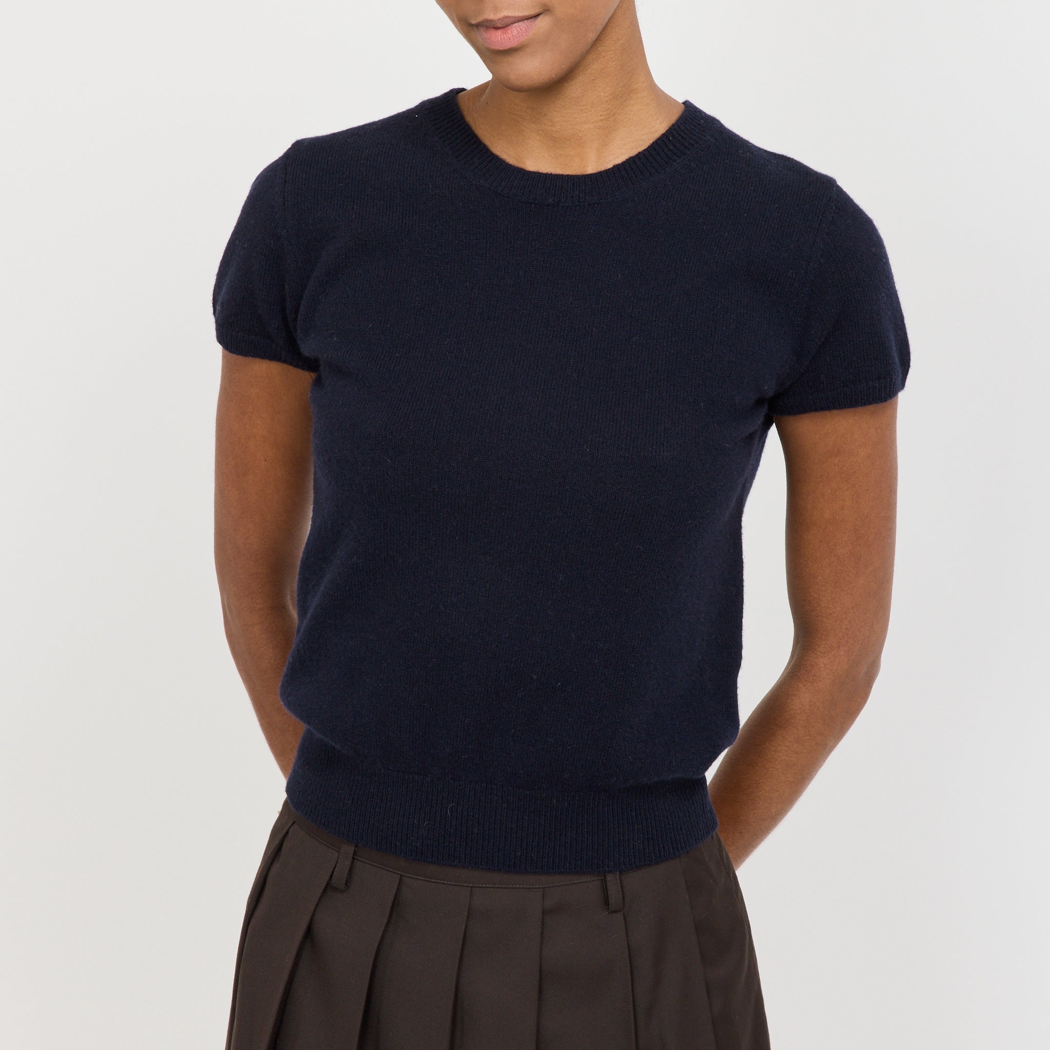 Dunst | Half Sleeve Knit Top Navy | Maplestore