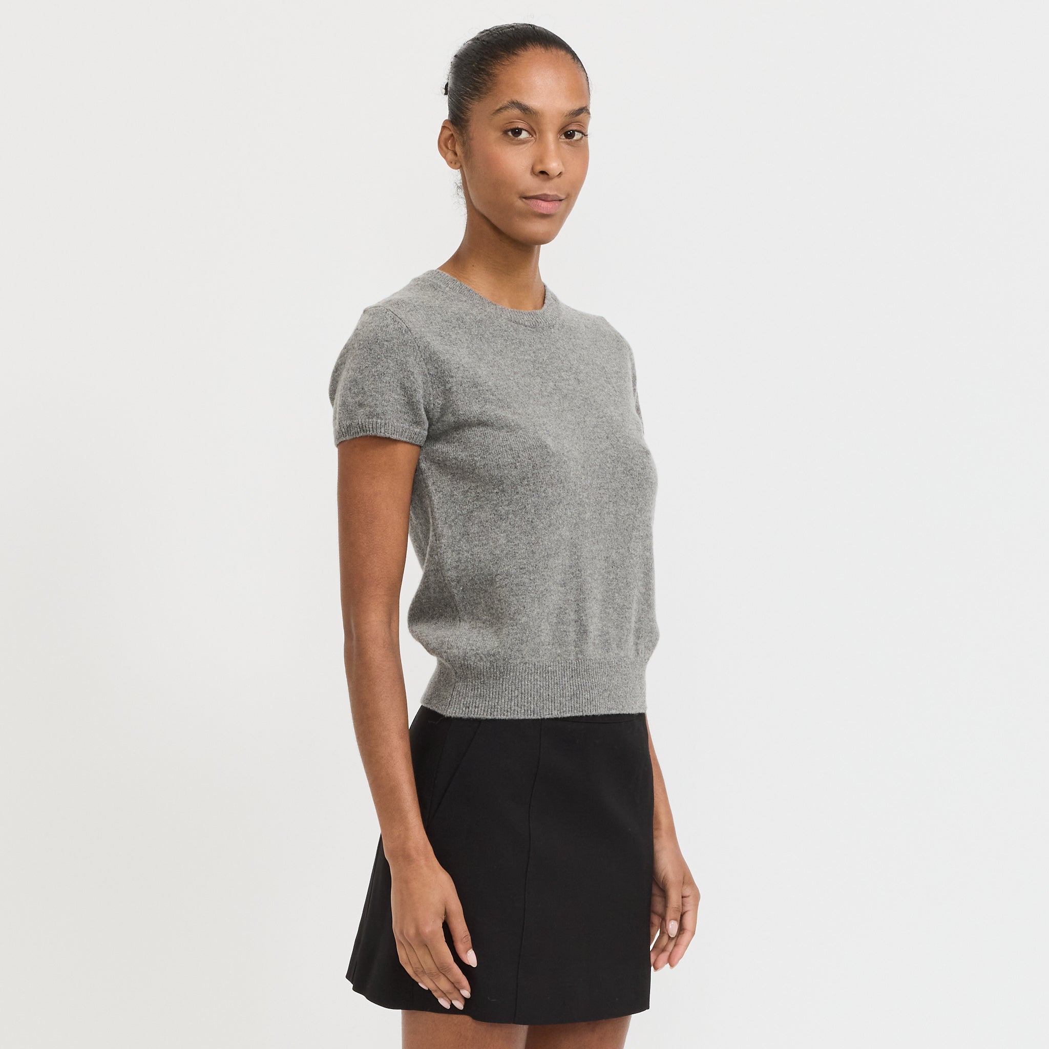 Dunst | Half Sleeve Knit Top Melange Grey | Maplestore