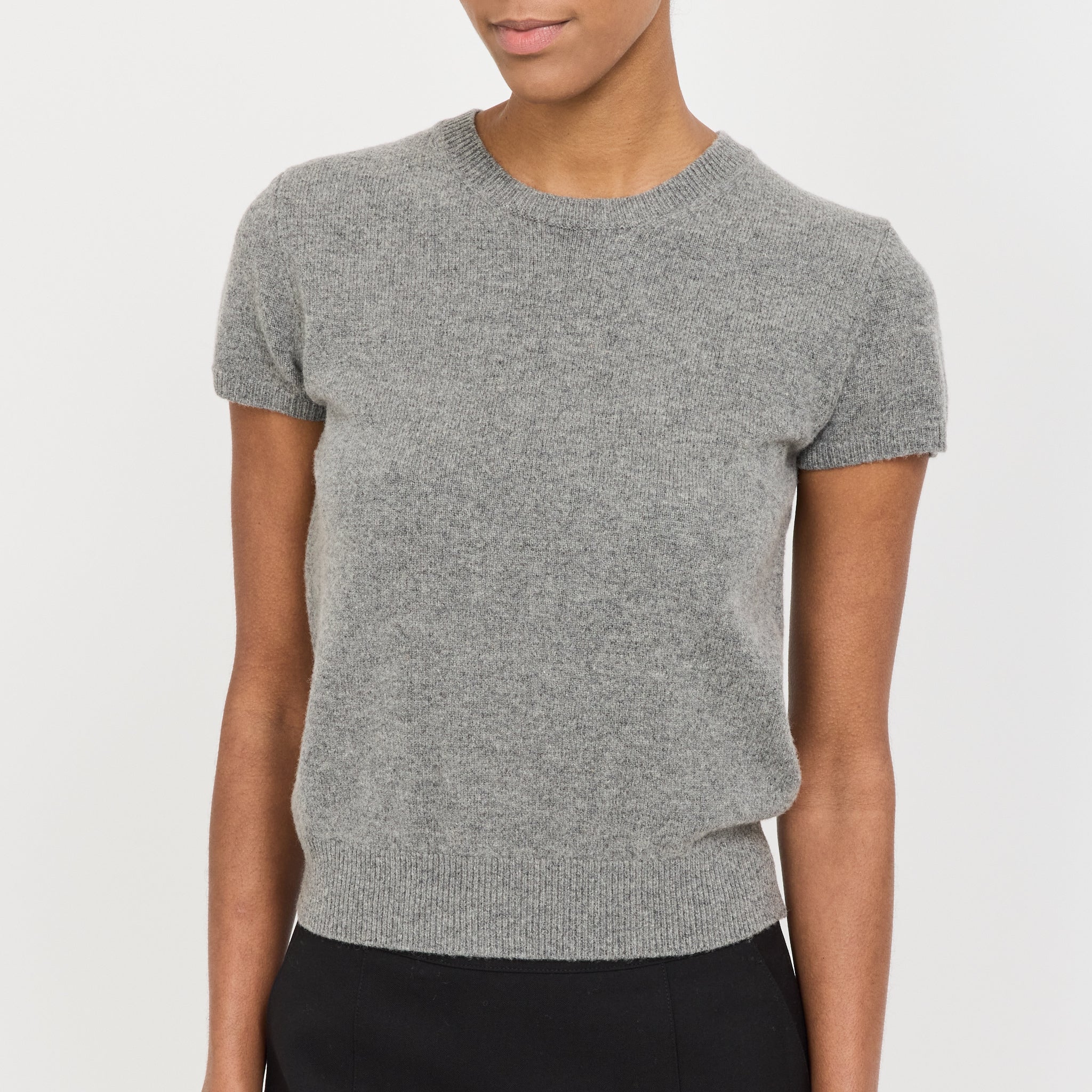 Dunst | Half Sleeve Knit Top Melange Grey | Maplestore