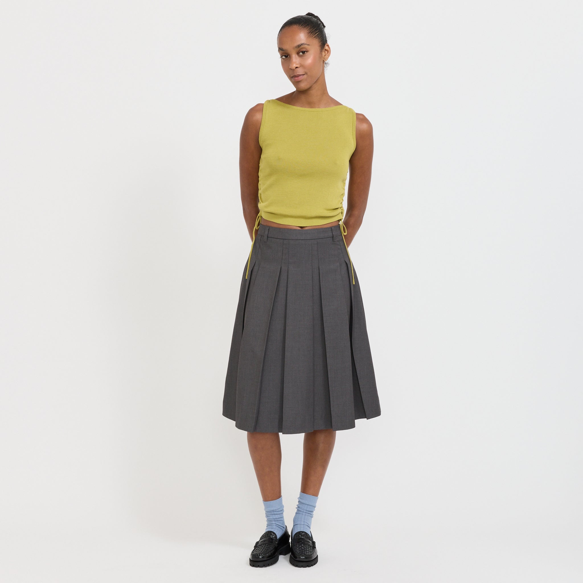 Layering Knit Top Olive Green