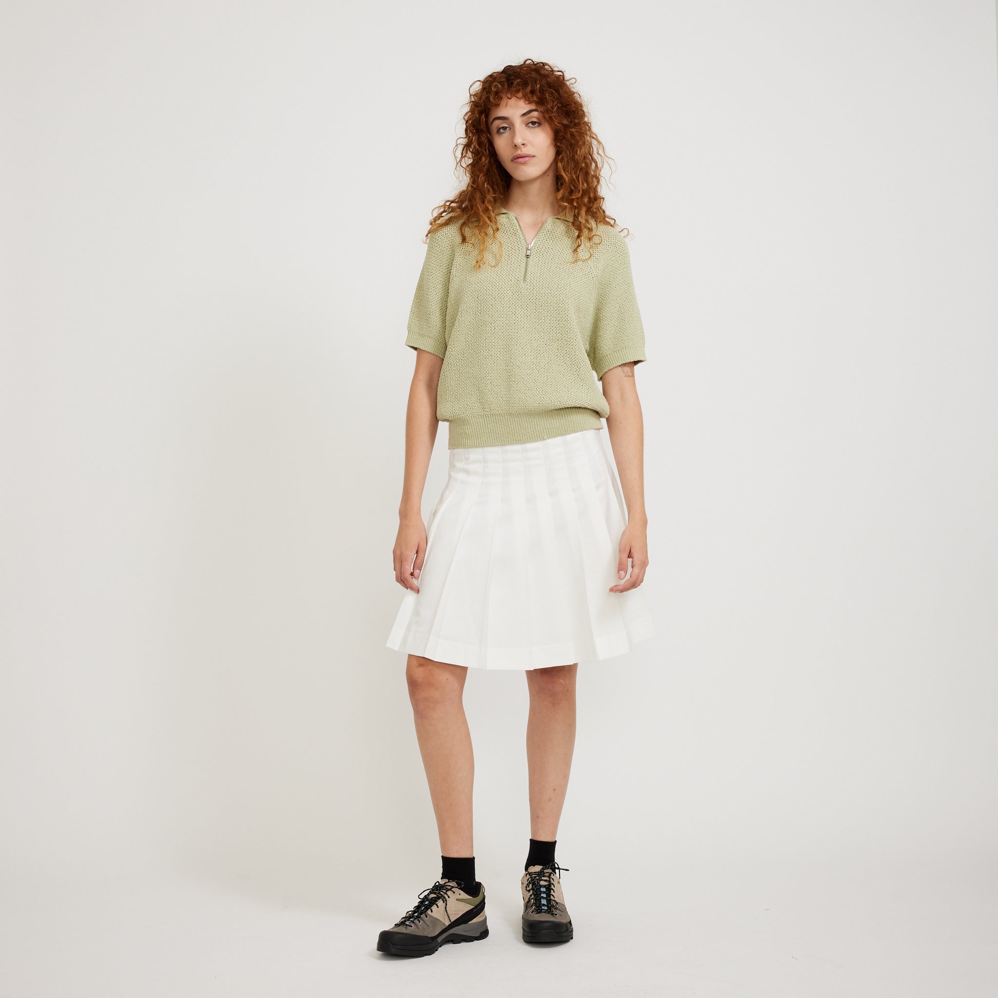 Dunst | Midi Pleats Skirt White | Maplestore