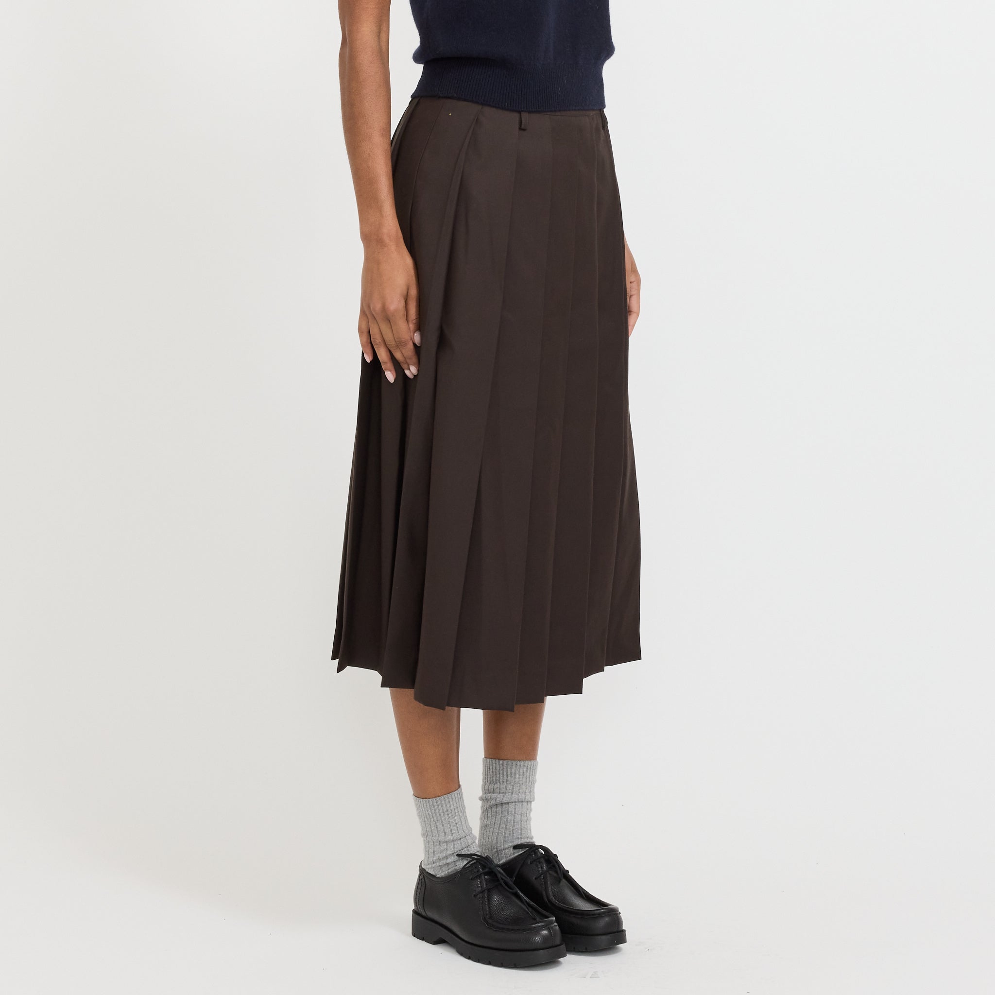 Dunst | Pleats Long Skirt Dark Brown | Maplestore