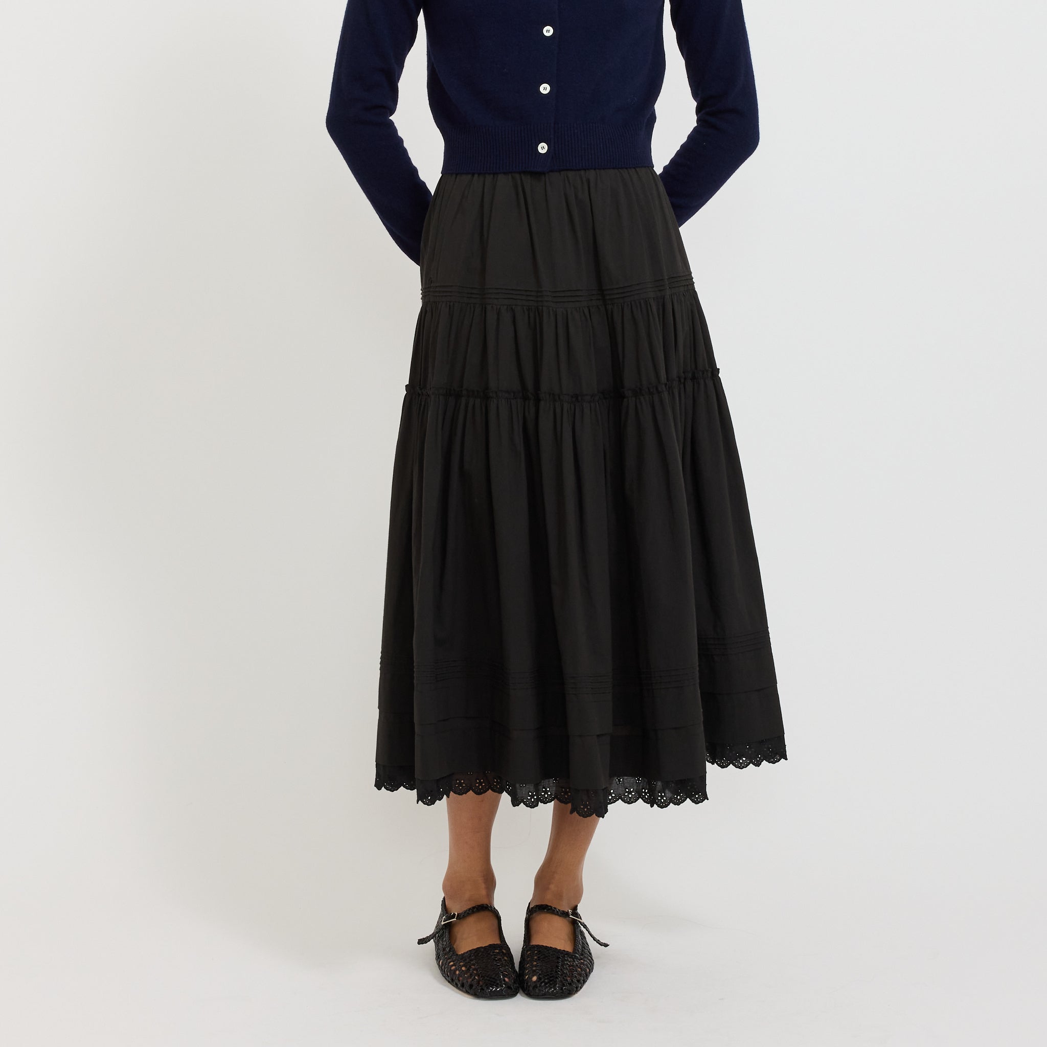 Tiered Full Skirt Black