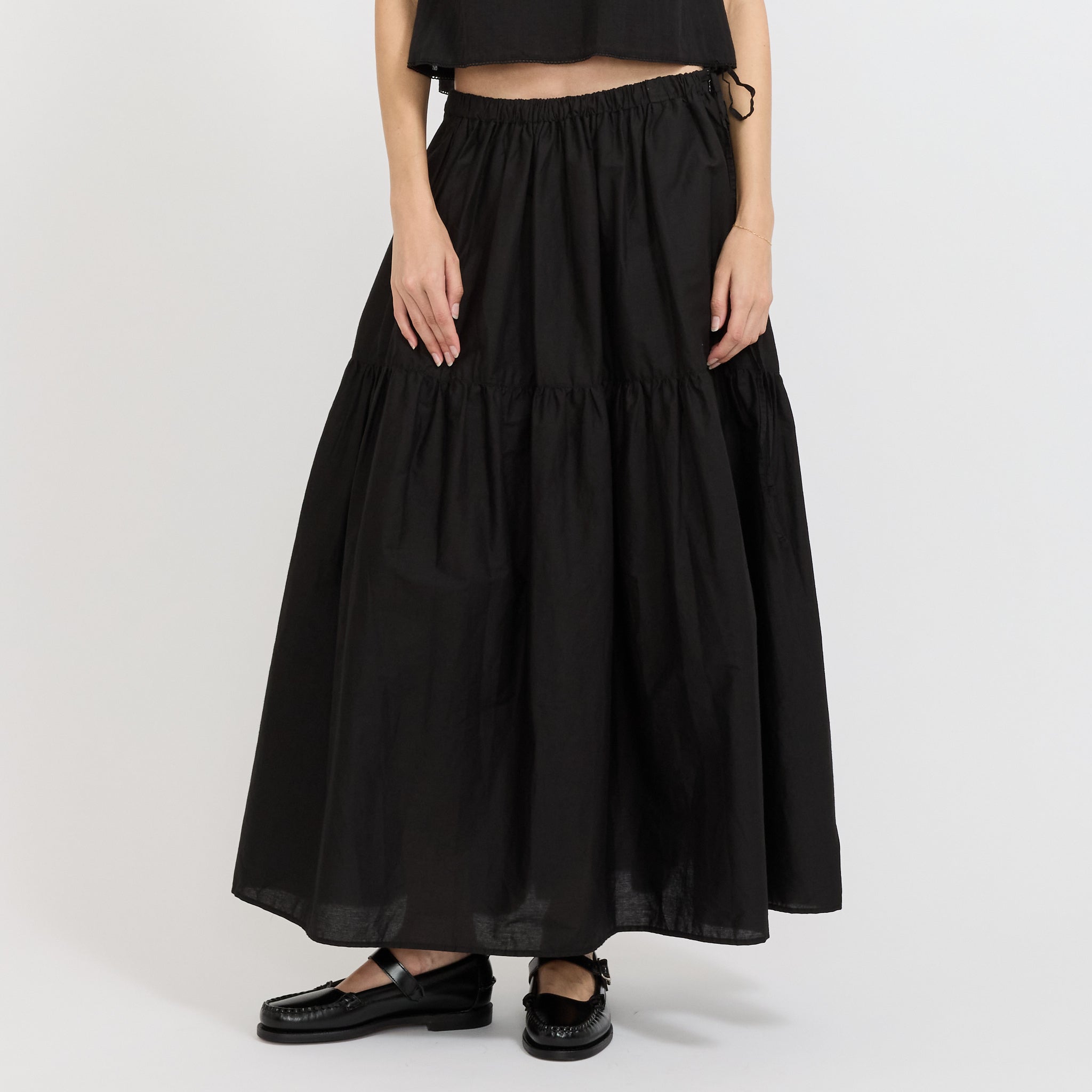 Tiered Maxi Skirt Black
