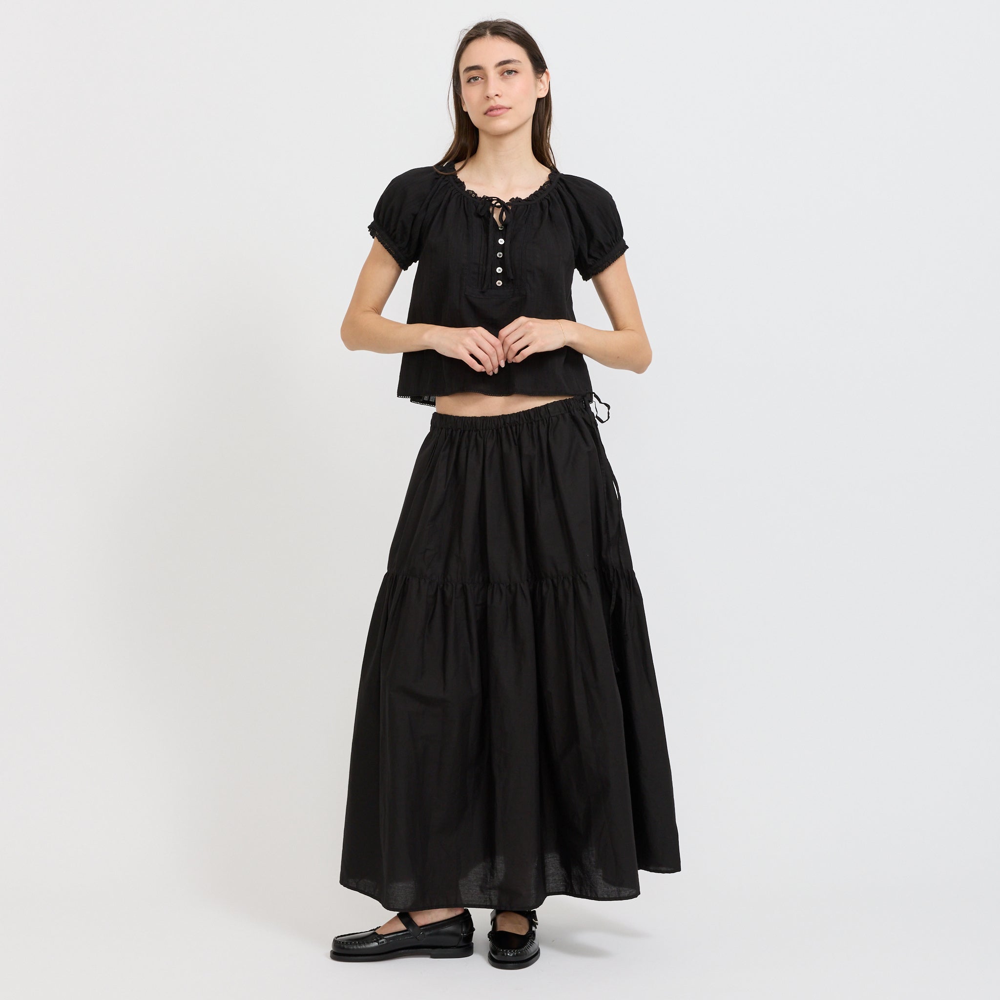 Tiered Maxi Skirt Black