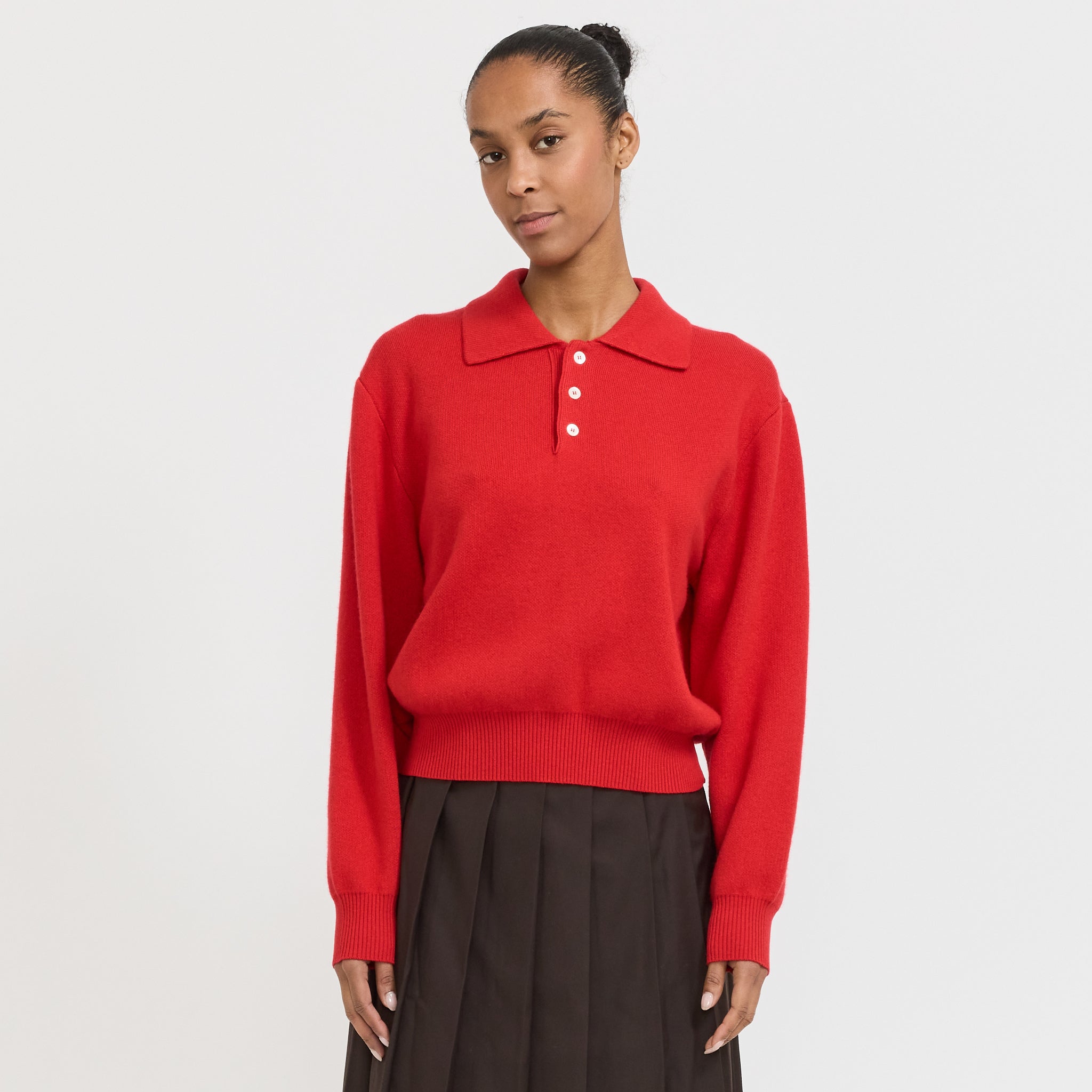 Dunst | Unisex Cashmere Collared Sweater Red | Maplestore