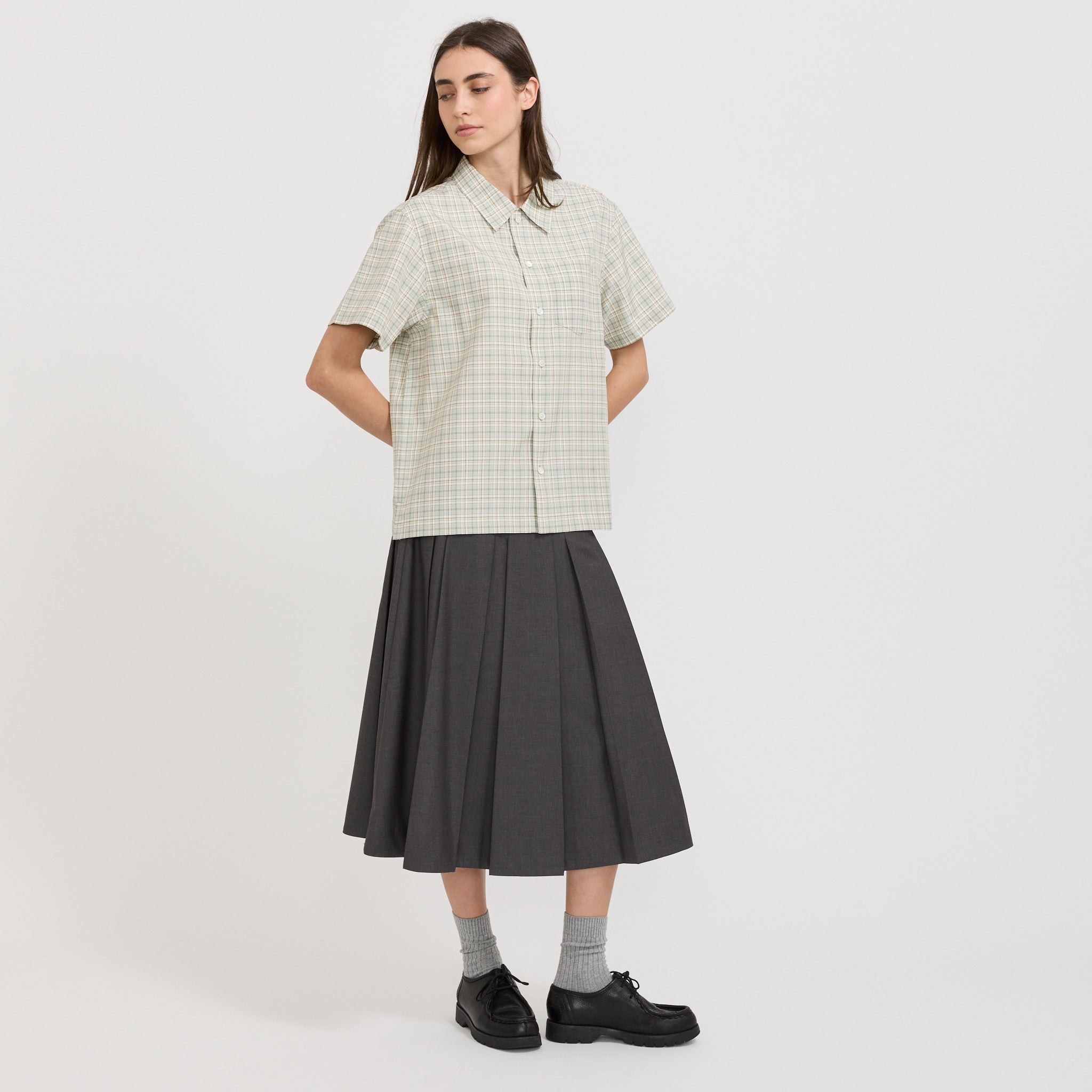 Dunst | Unisex Holiday Checked Shirt Olive Check | Maplestore