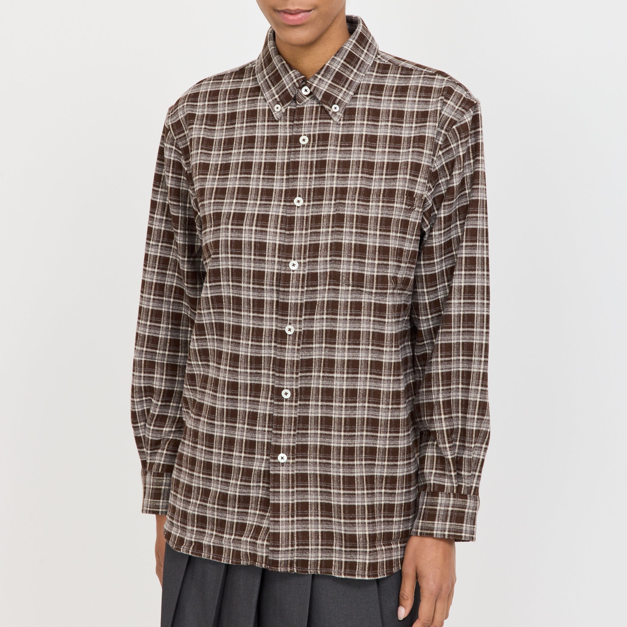 Dunst | Unisex Check Flannel Shirt Brown Check | Maplestore