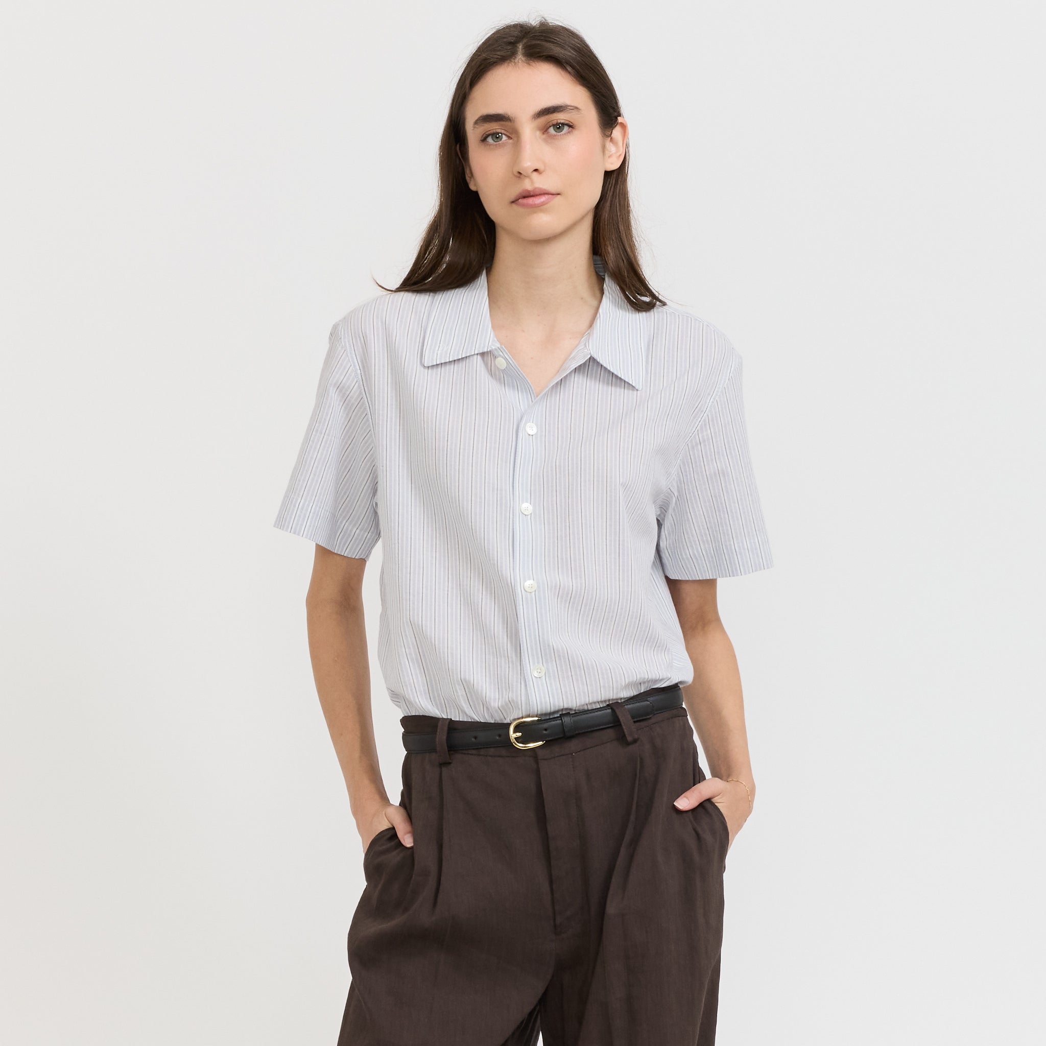 Dunst | Unisex Holiday Striped Shirt Soft Blue Stripe | Maplestore