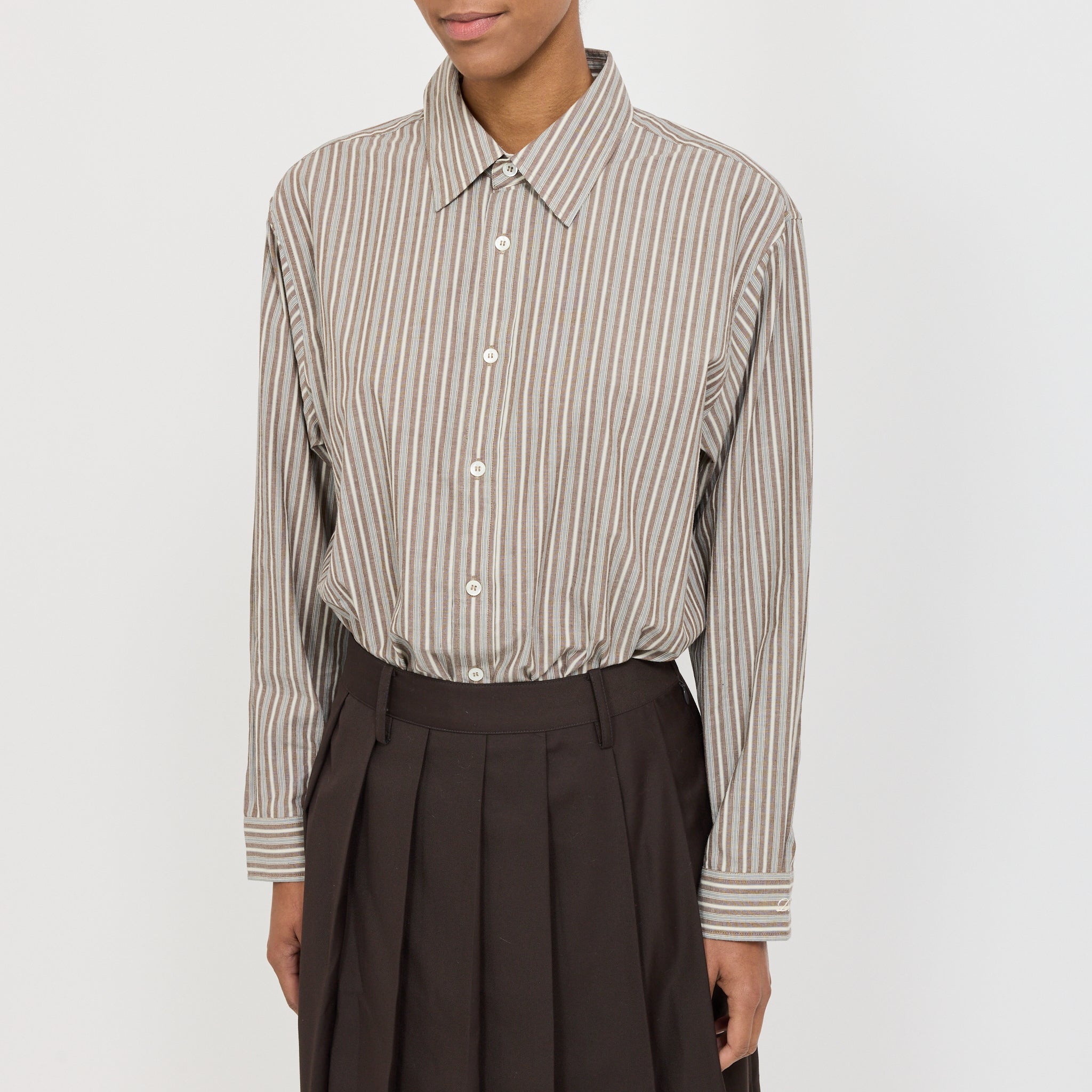 Dunst | Unisex Informal Shirt Brown Stripe | Maplestore