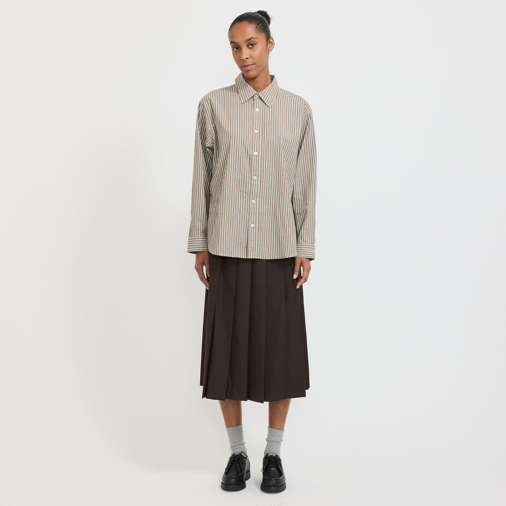 Dunst | Unisex Informal Shirt Brown Stripe | Maplestore