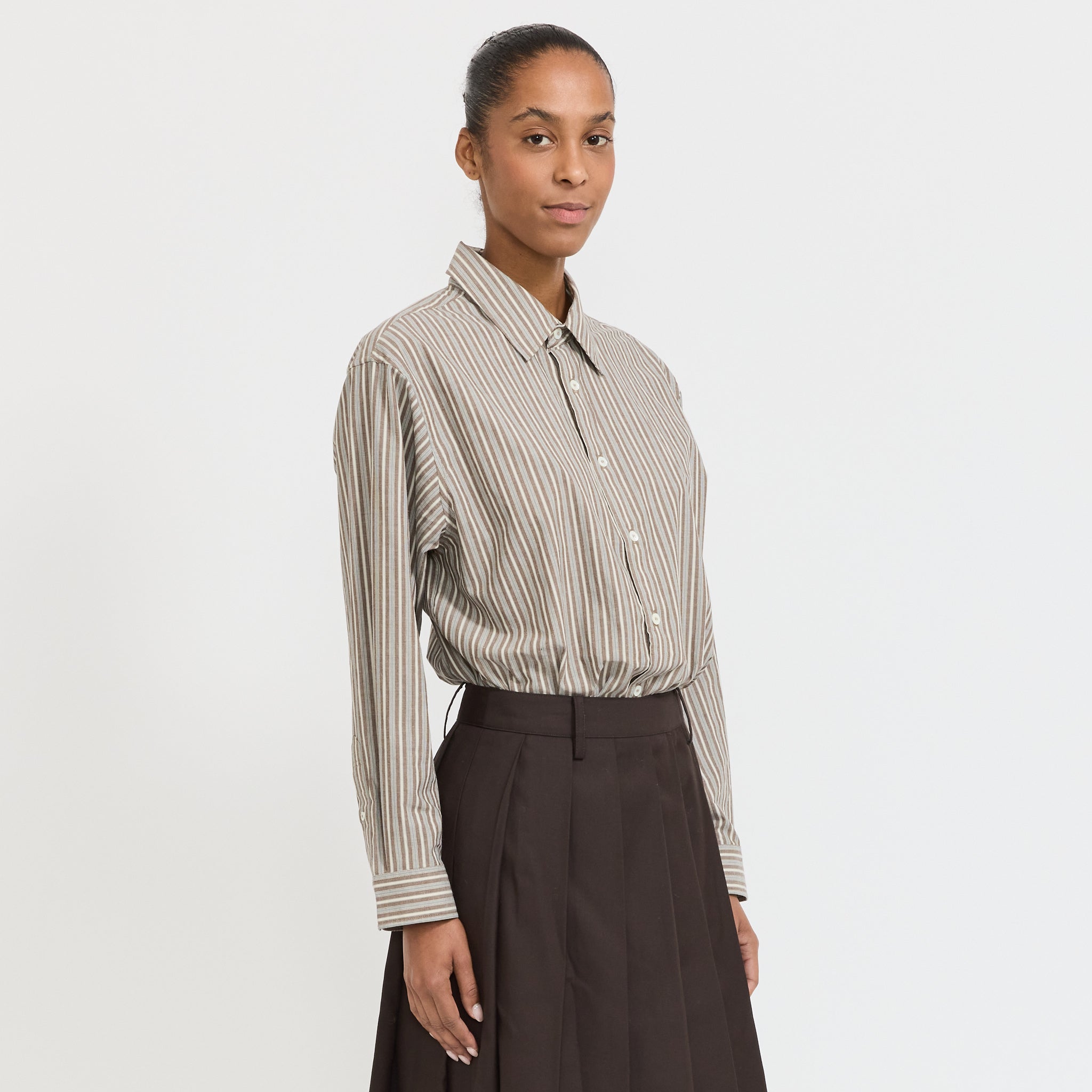 Dunst | Unisex Informal Shirt Brown Stripe | Maplestore