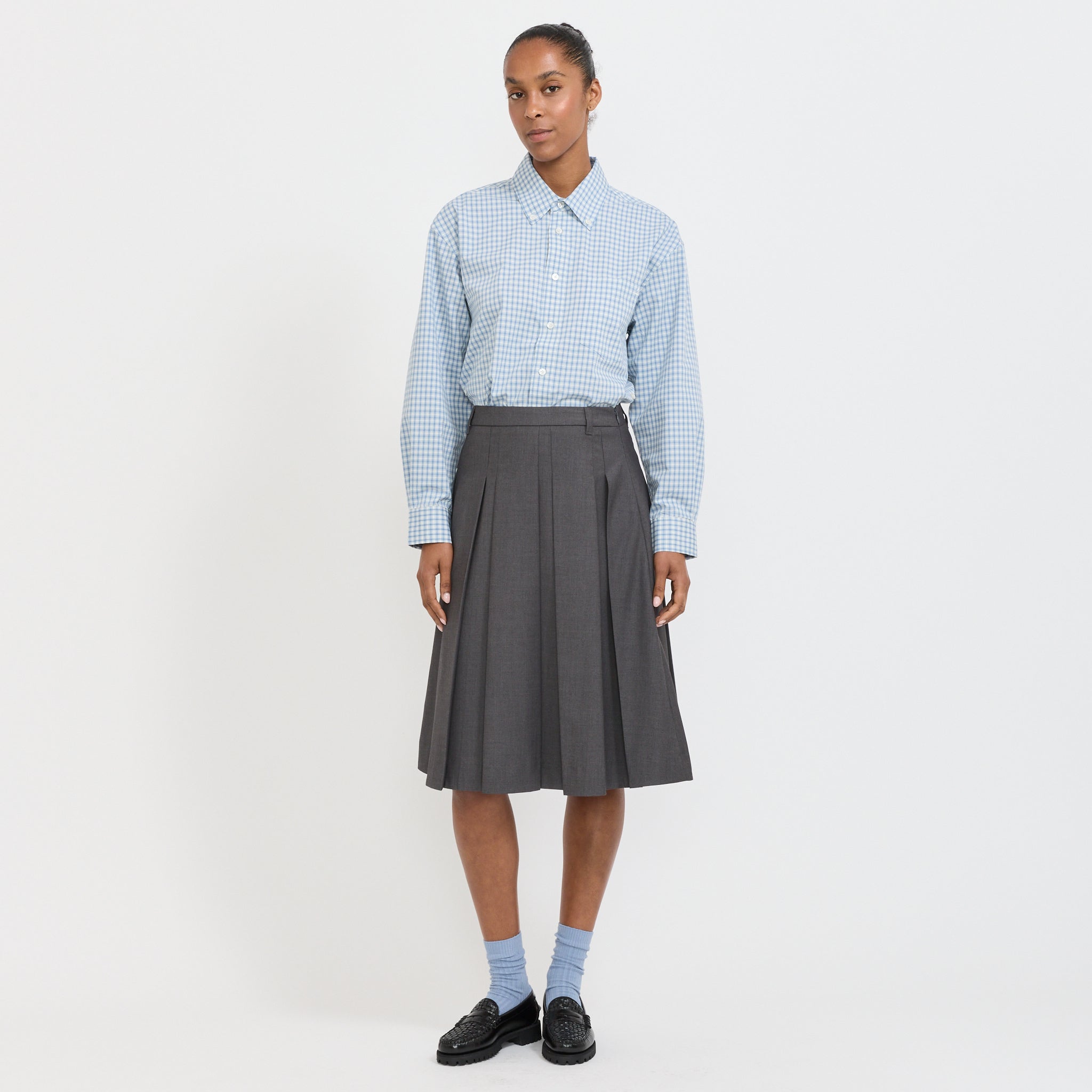 Unisex Oversized BD Checked Shirt Soft Blue Check