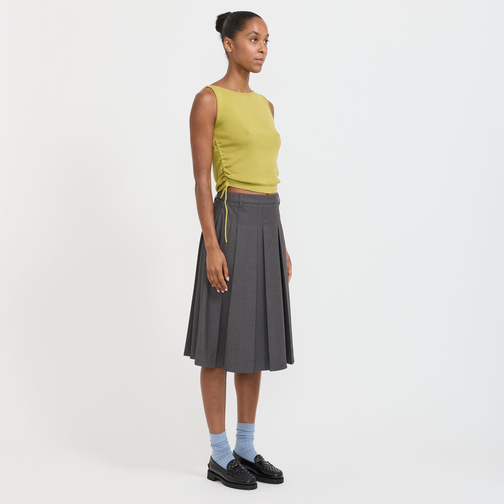 Volume Pleats Midi Skirt Mid Grey