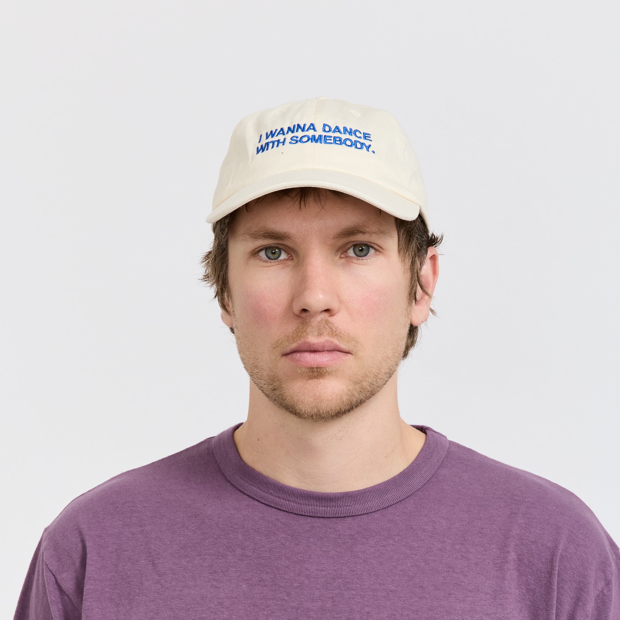 I Wanna Dance With Somebody Embroidered Cap Beige