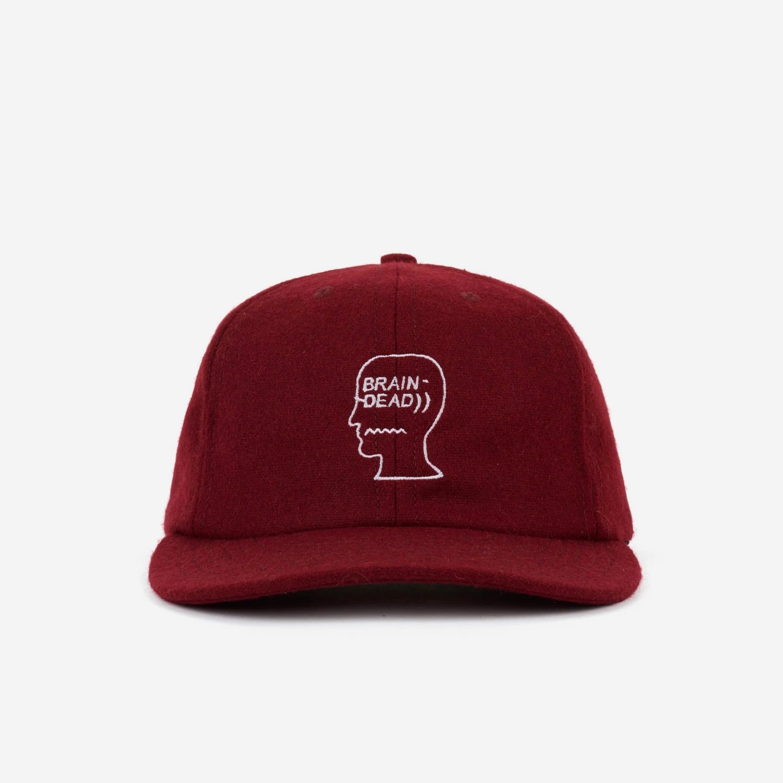 Brain Dead | Flannel Logohead 6 Panel Hat Burgundy | Maplestore