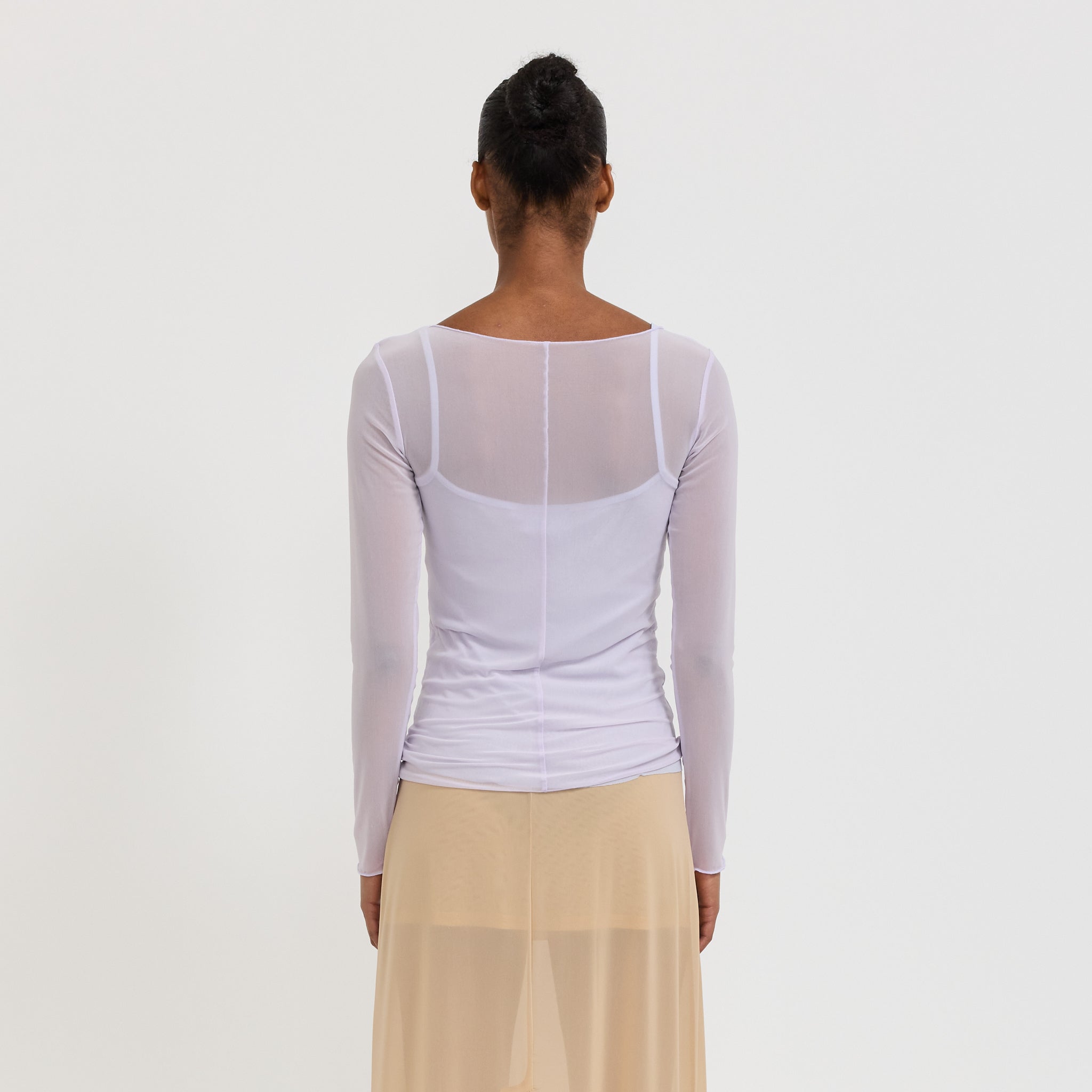 Find Me Now | Korean Power Mesh Boat Neck Long Sleeve Lilac | Maplestore