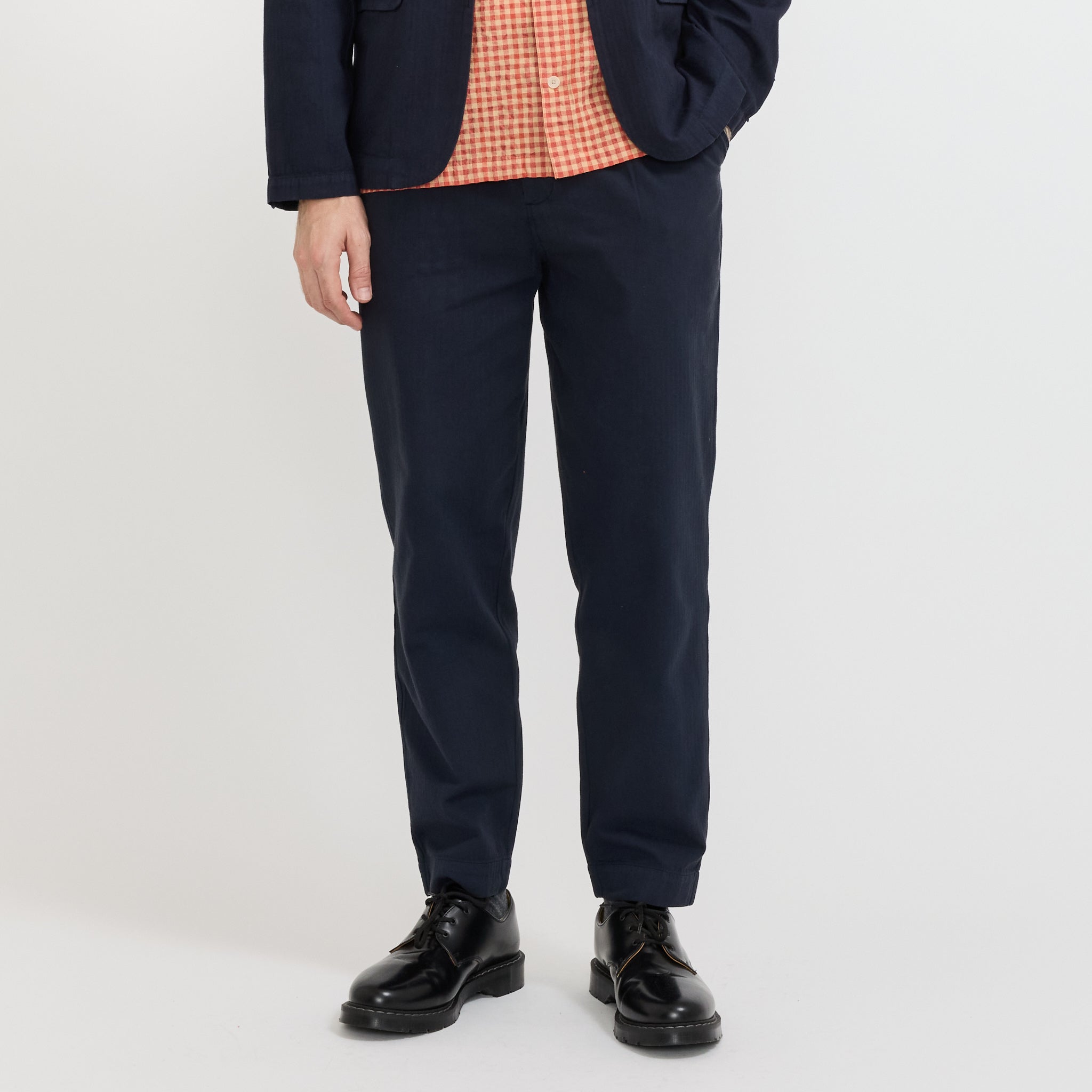 Folk | Assembly Suit Trouser Navy Herringbone | Maplestore