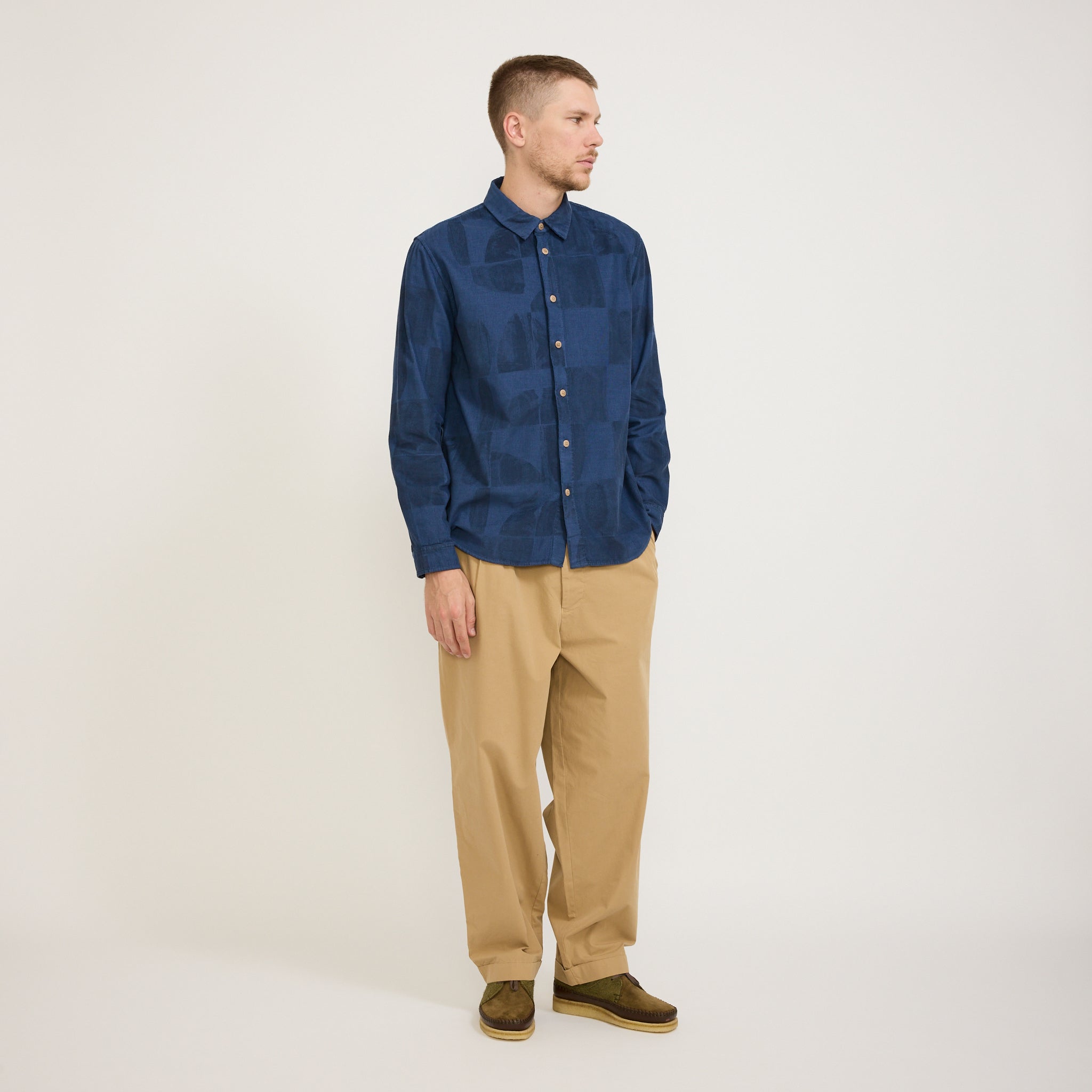 Folk | Relaxed Baby Cord Shirt Tonal Tile Print KG | Maplestore