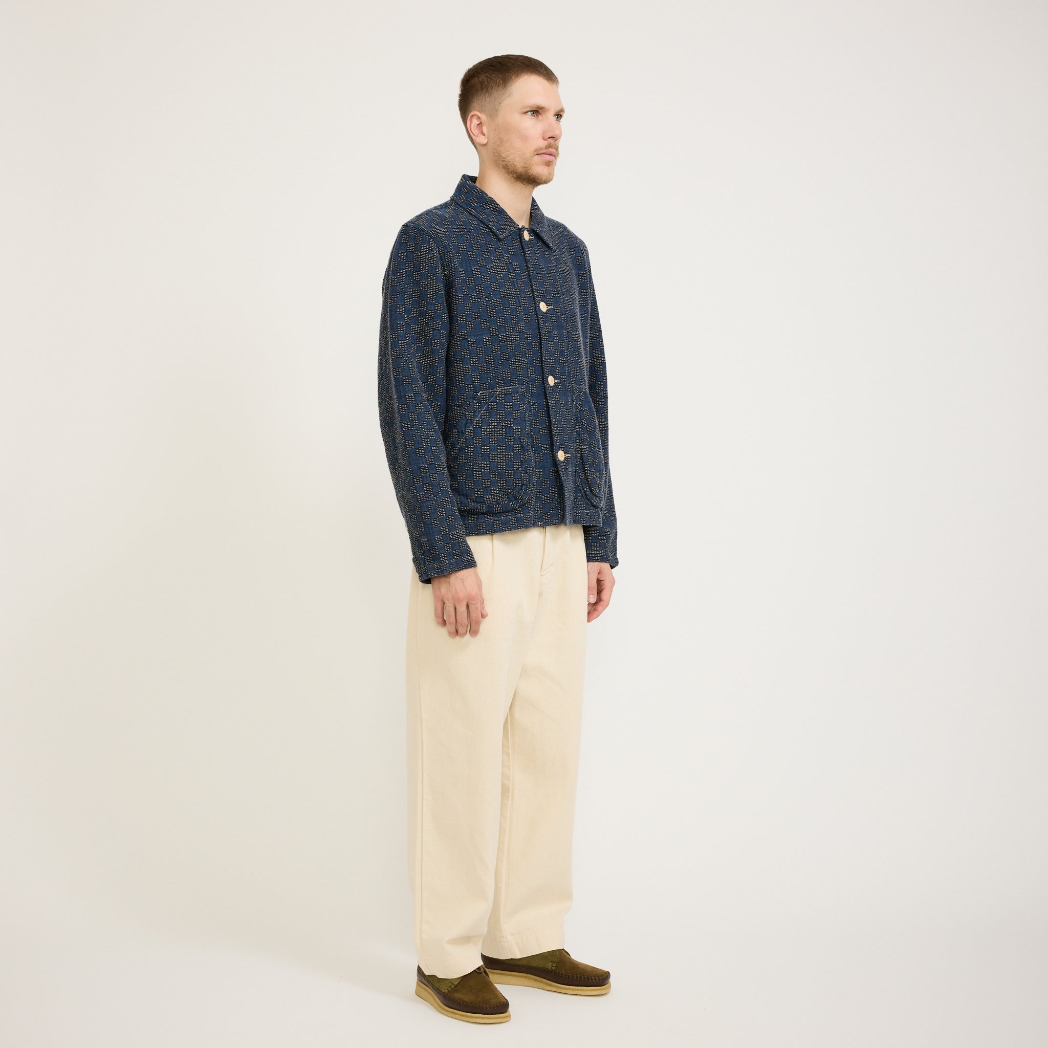 Folk | Prism Jacket Indigo Mix Checkerboard | Maplestore